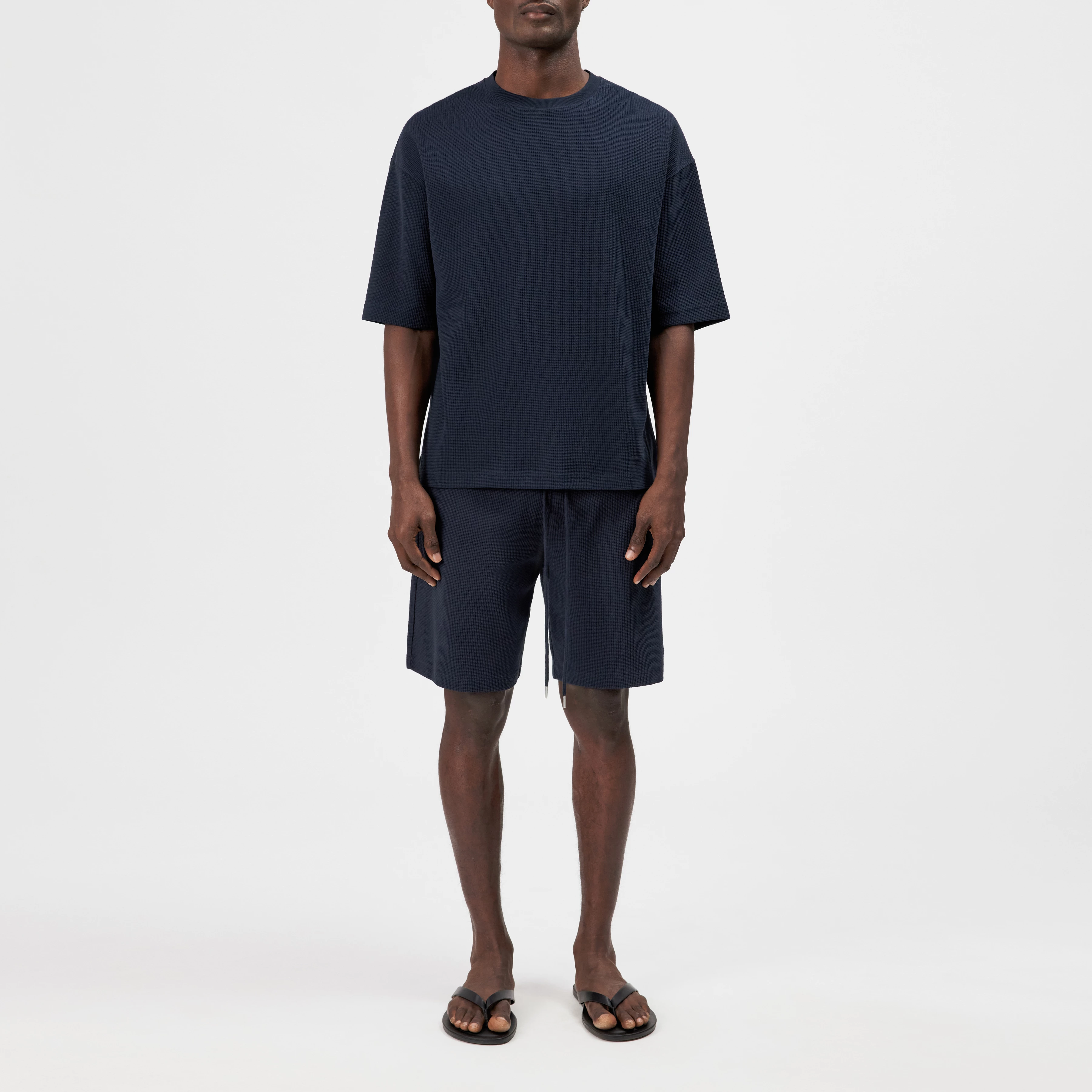MATEGON_2 - Relaxed fit T-shirt in heavy jersey fabric - men - blue - Ganzkörper-Frontansicht
