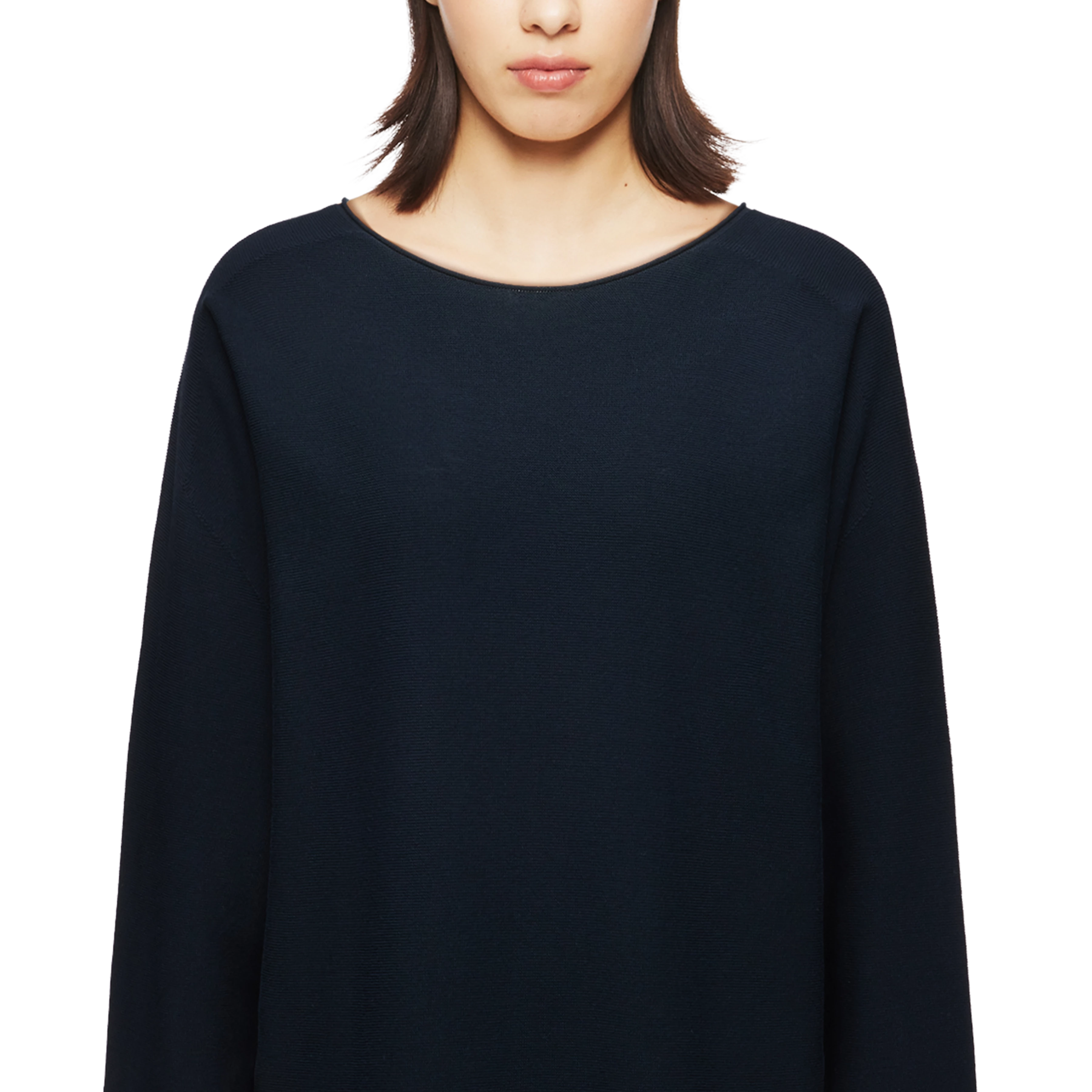 KADYRA_2 - Mini dress with 7/8 length sleeves in cotton crêpe - women - blue - Detailansicht am Model