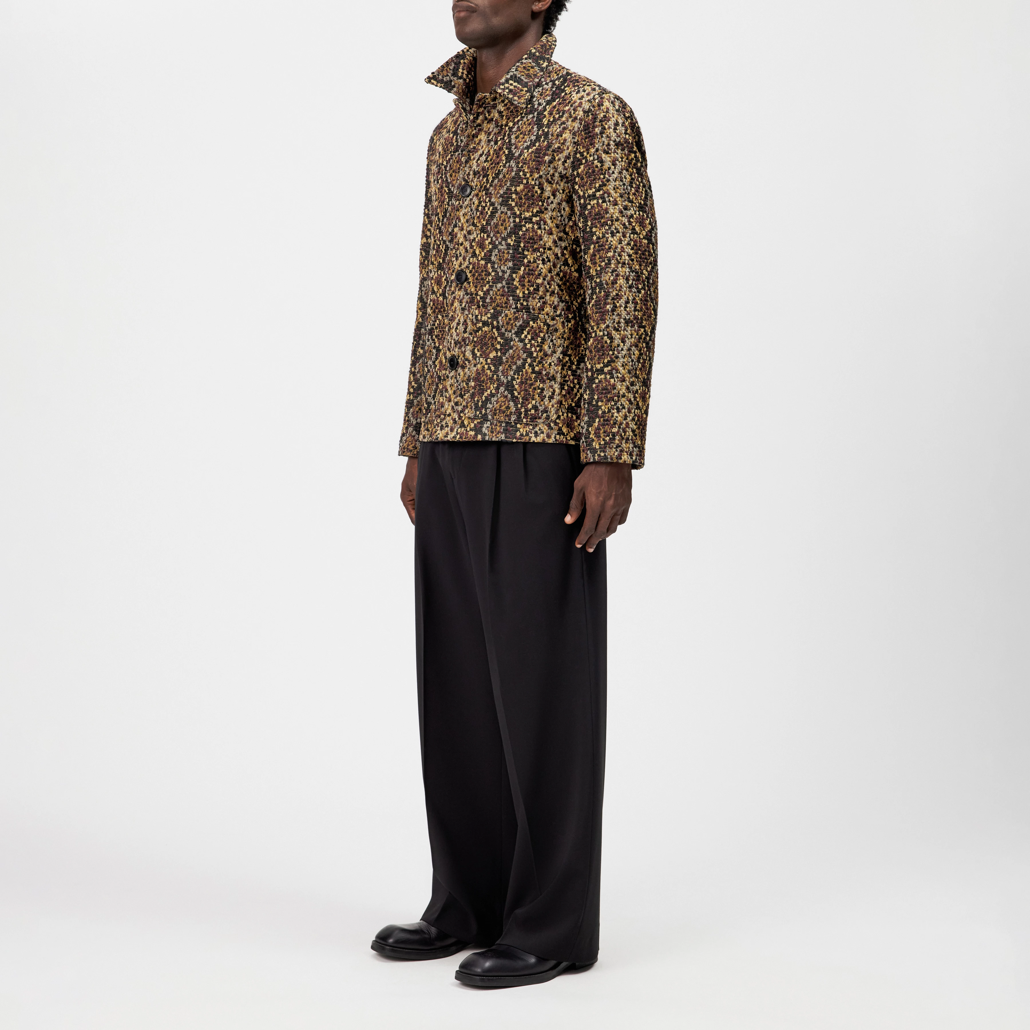 MAKONA - Jacquard pattern jacket - men - red - Seitenansicht