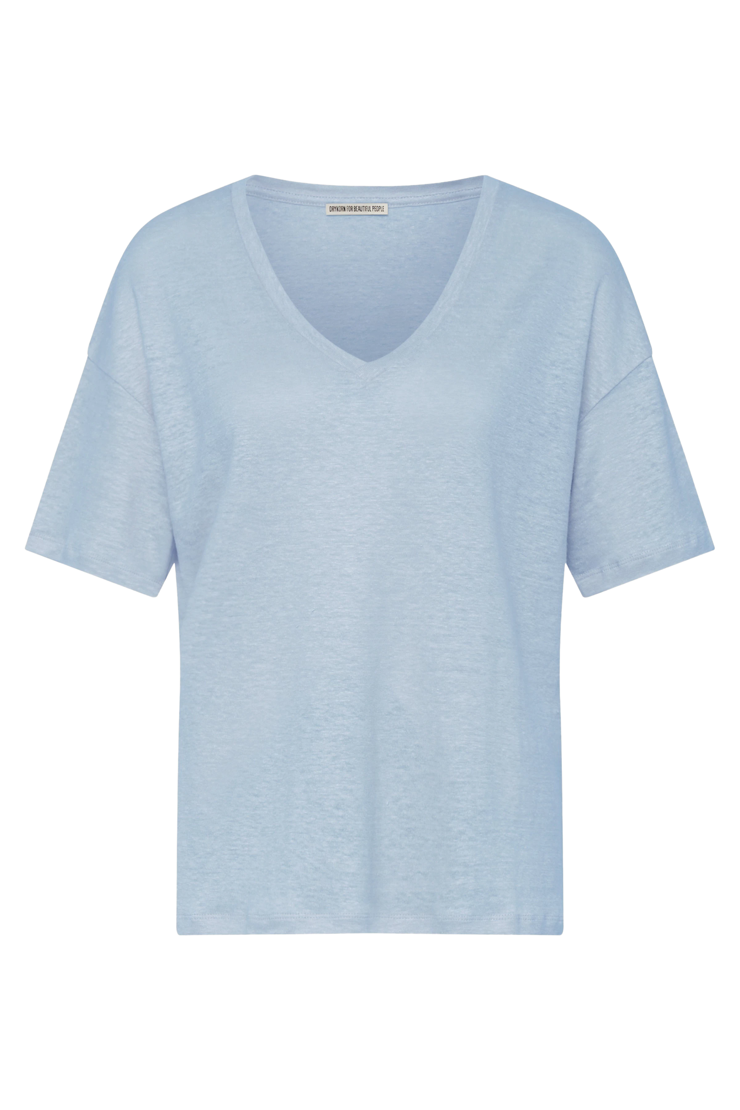 SVENNIE - T-shirt décontracté en lin - women - bleu - Freisteller Frontansicht