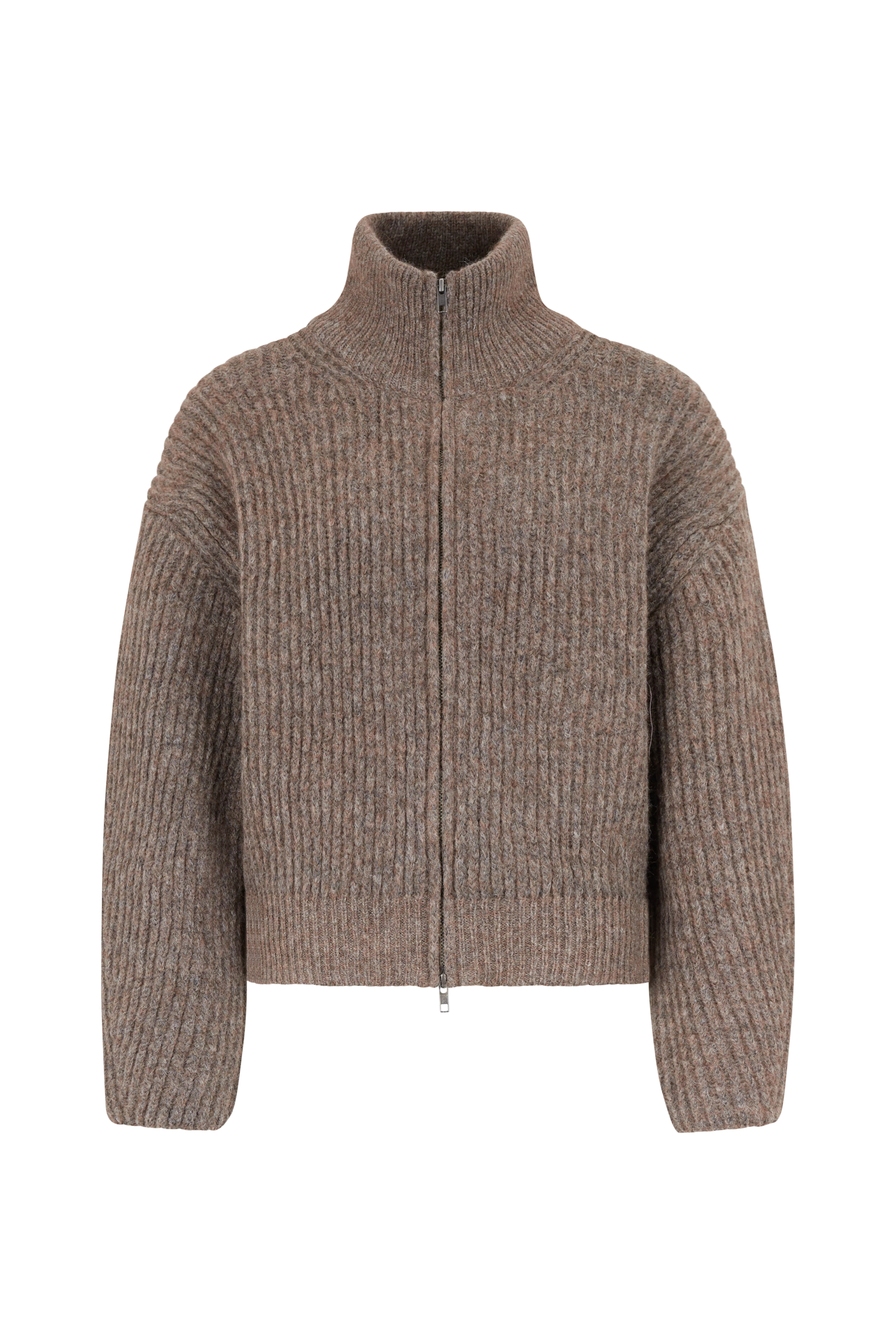 JIZY - Strick-Blouson in Alpaka-Mix - Damen - braun - Freisteller Frontansicht