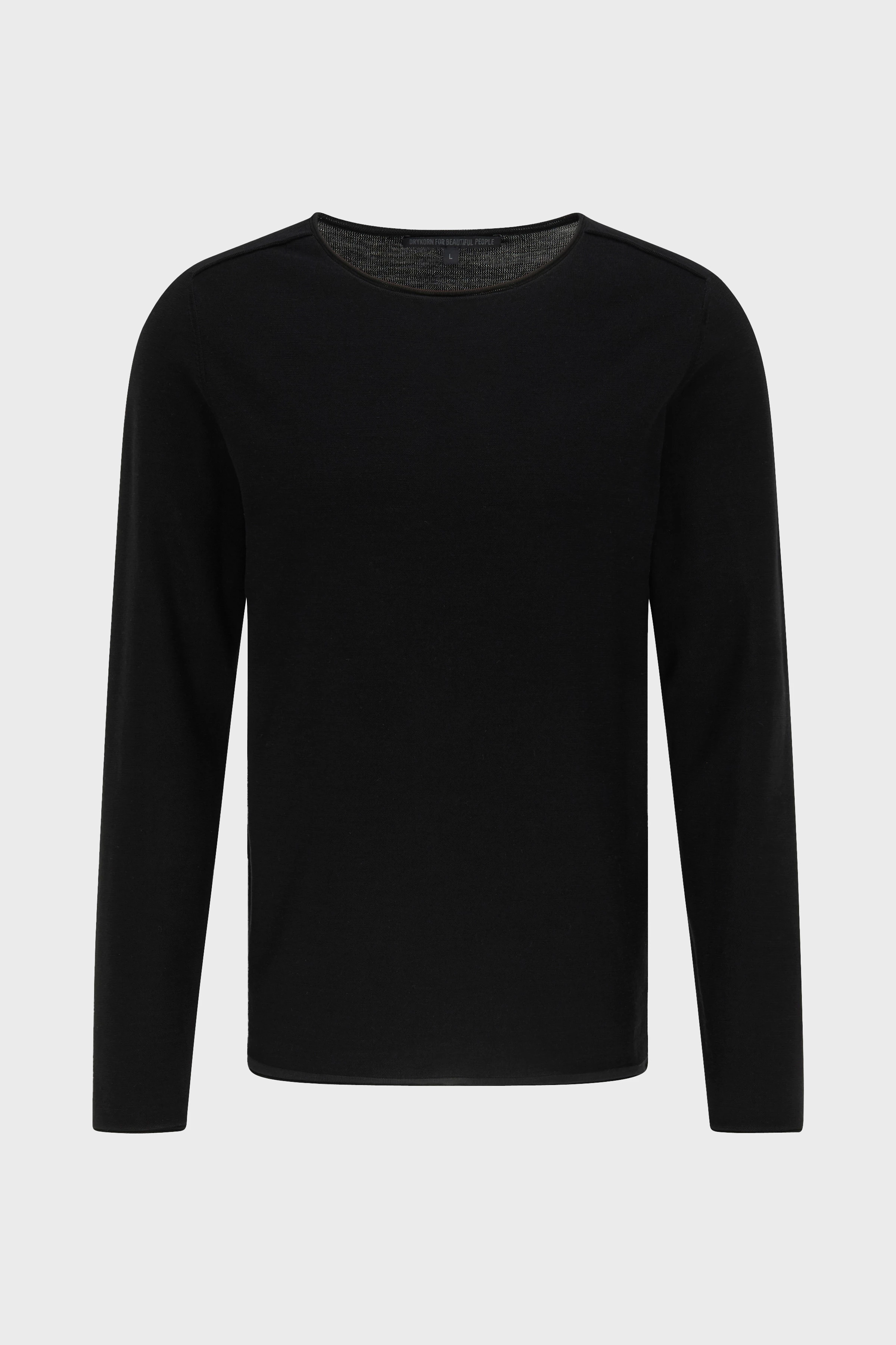 RIK - Pullover mit rollenden Kanten aus reiner Baumwolle - Herren - schwarz - Freisteller Frontansicht