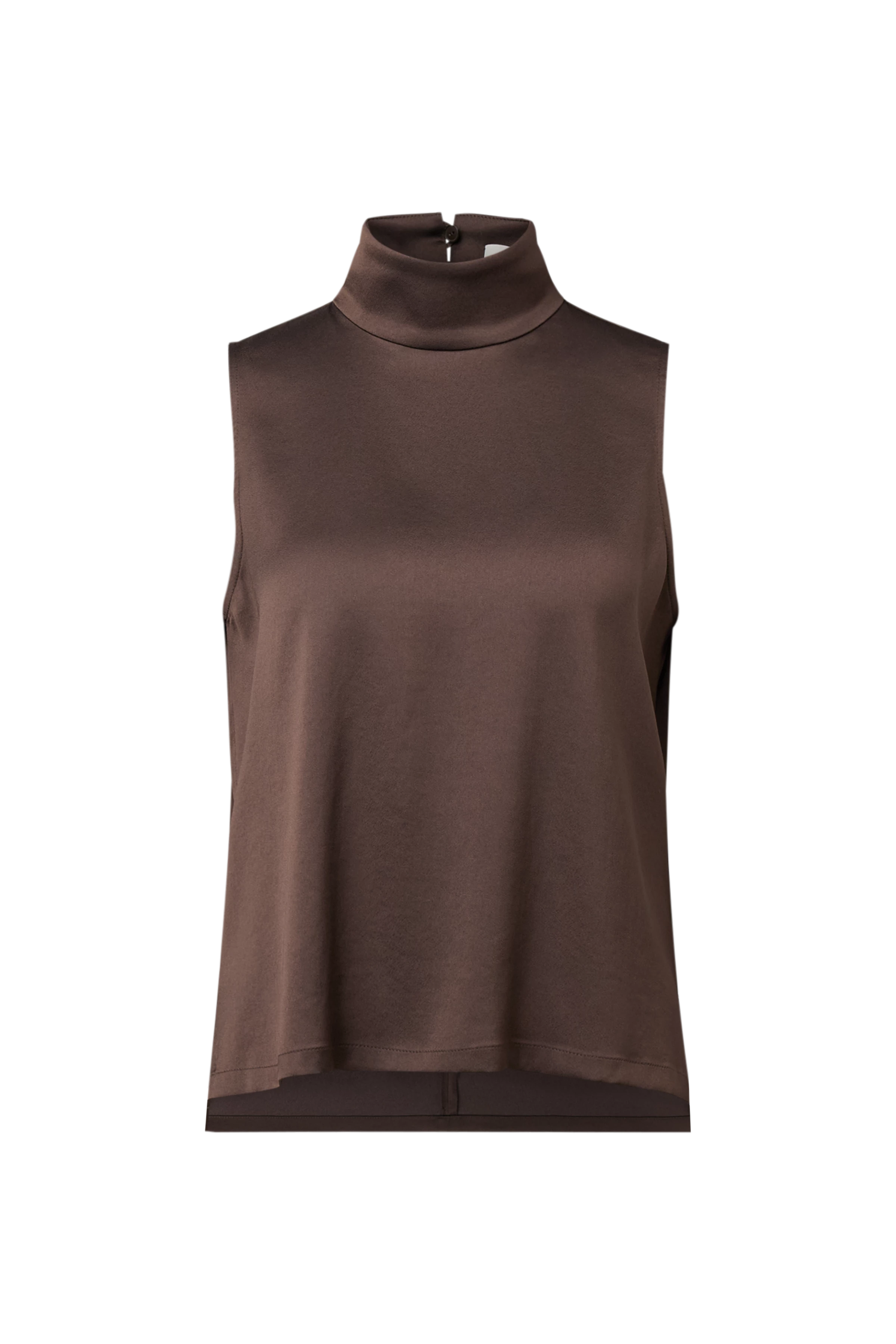 HALIRA - Top blouse en satin à col montant - women - marron - Freisteller Frontansicht