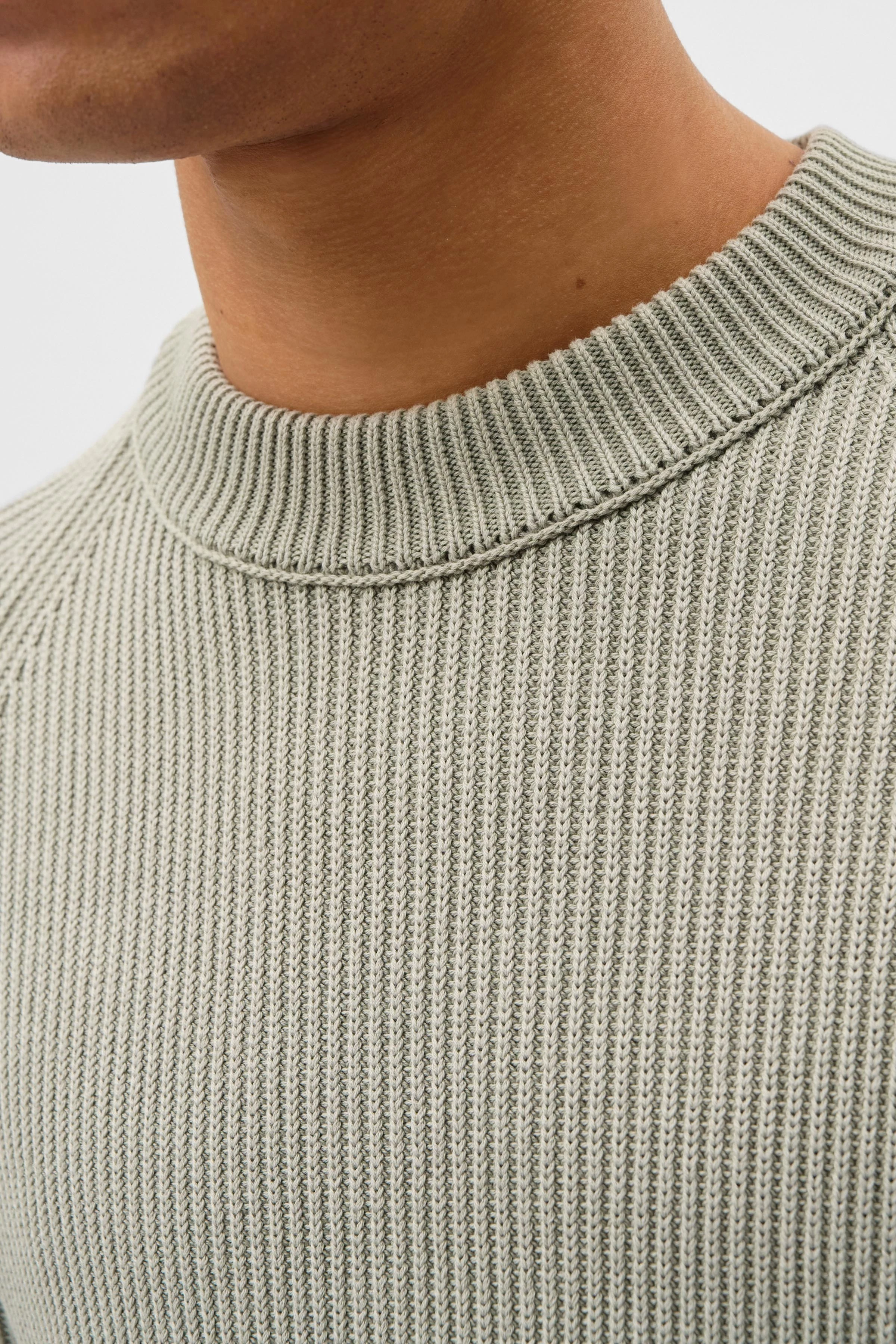 AARON - raglan rib pullover - men - green - Seitenansicht