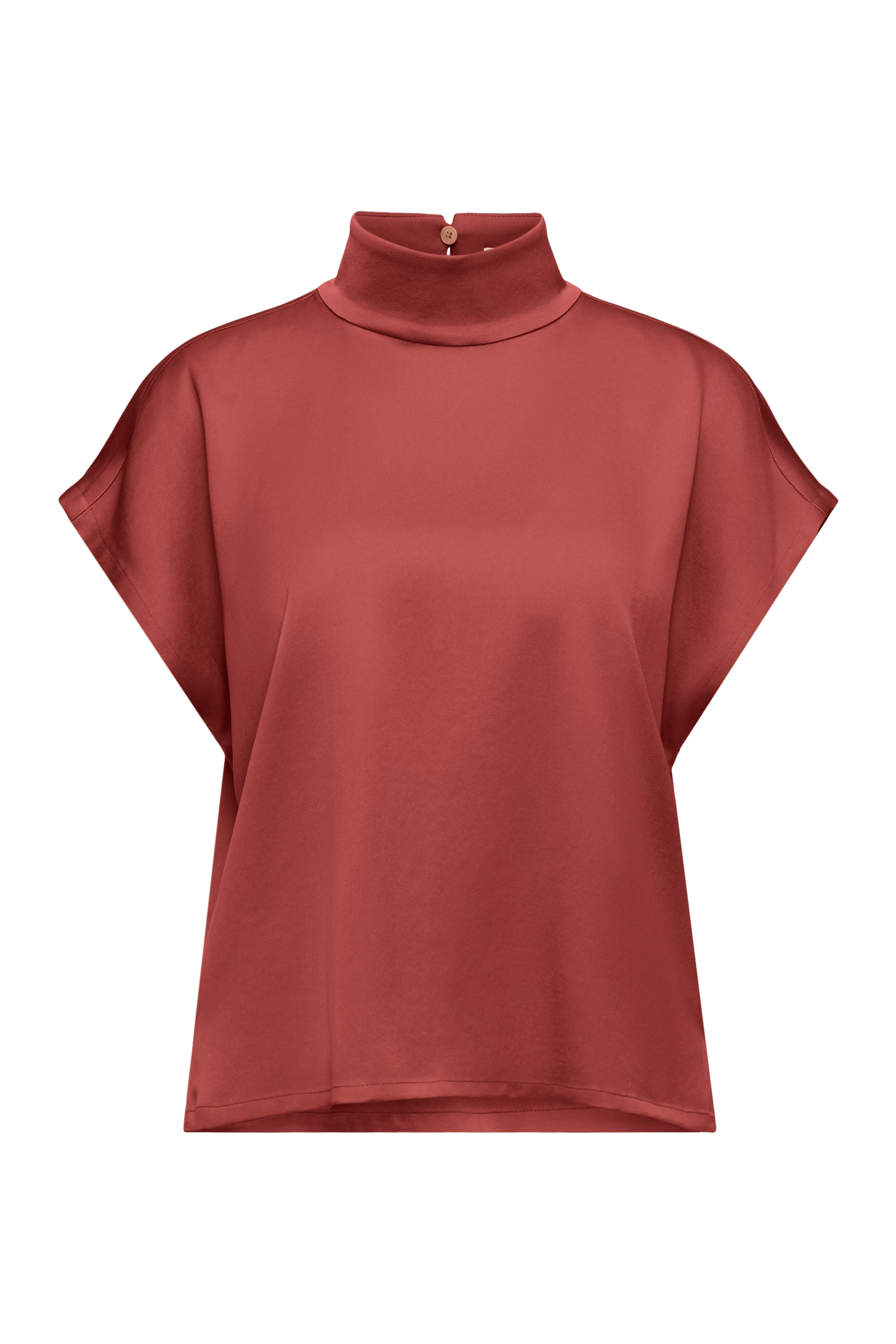 ALARIA_1 - Shirt blouse with stand-up collar in satin - women - red - Freisteller Frontansicht