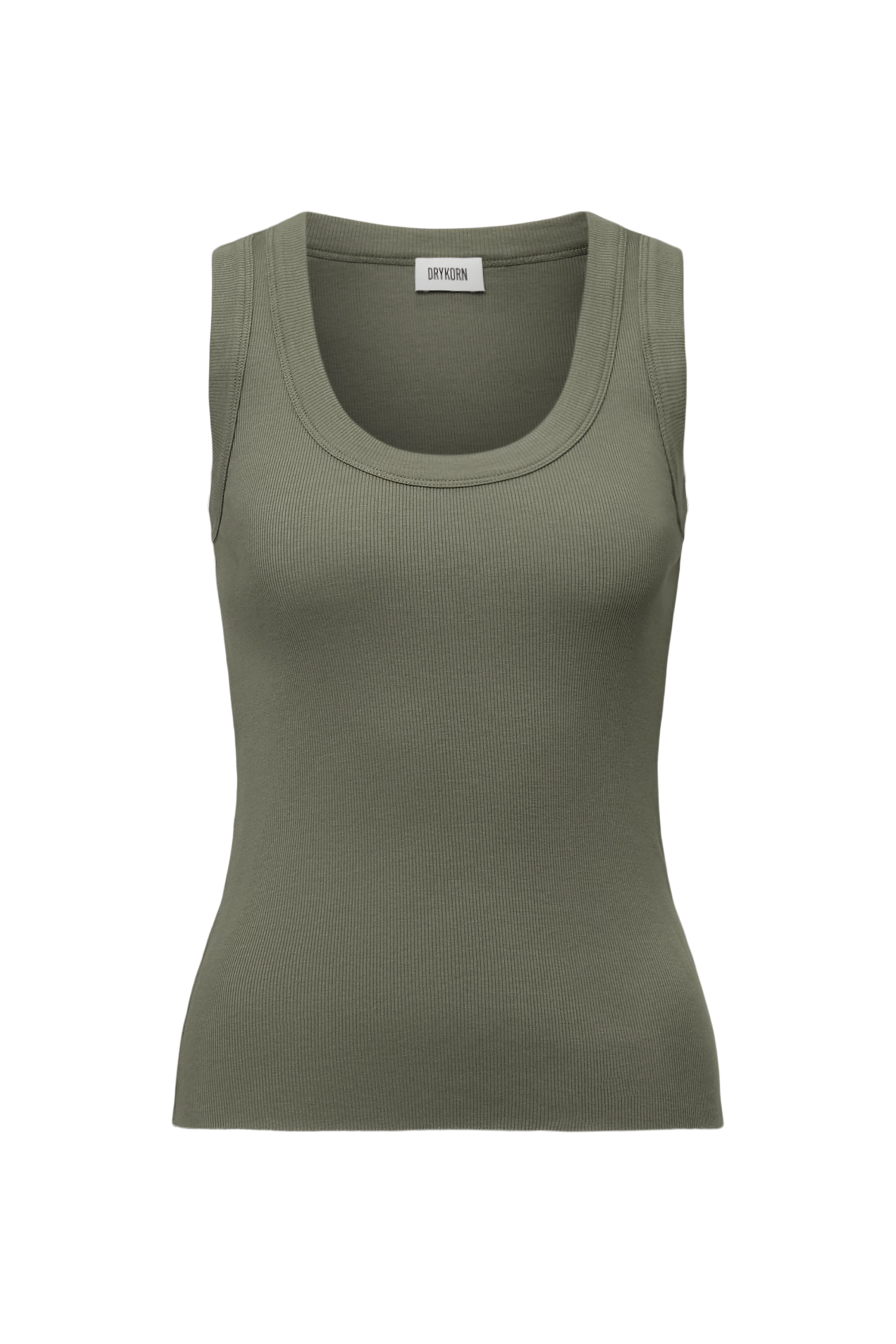 TAVIRA - Geripptes Trägertop mit femininen Rundhalsausschnitt - Damen - grün - Freisteller Frontansicht