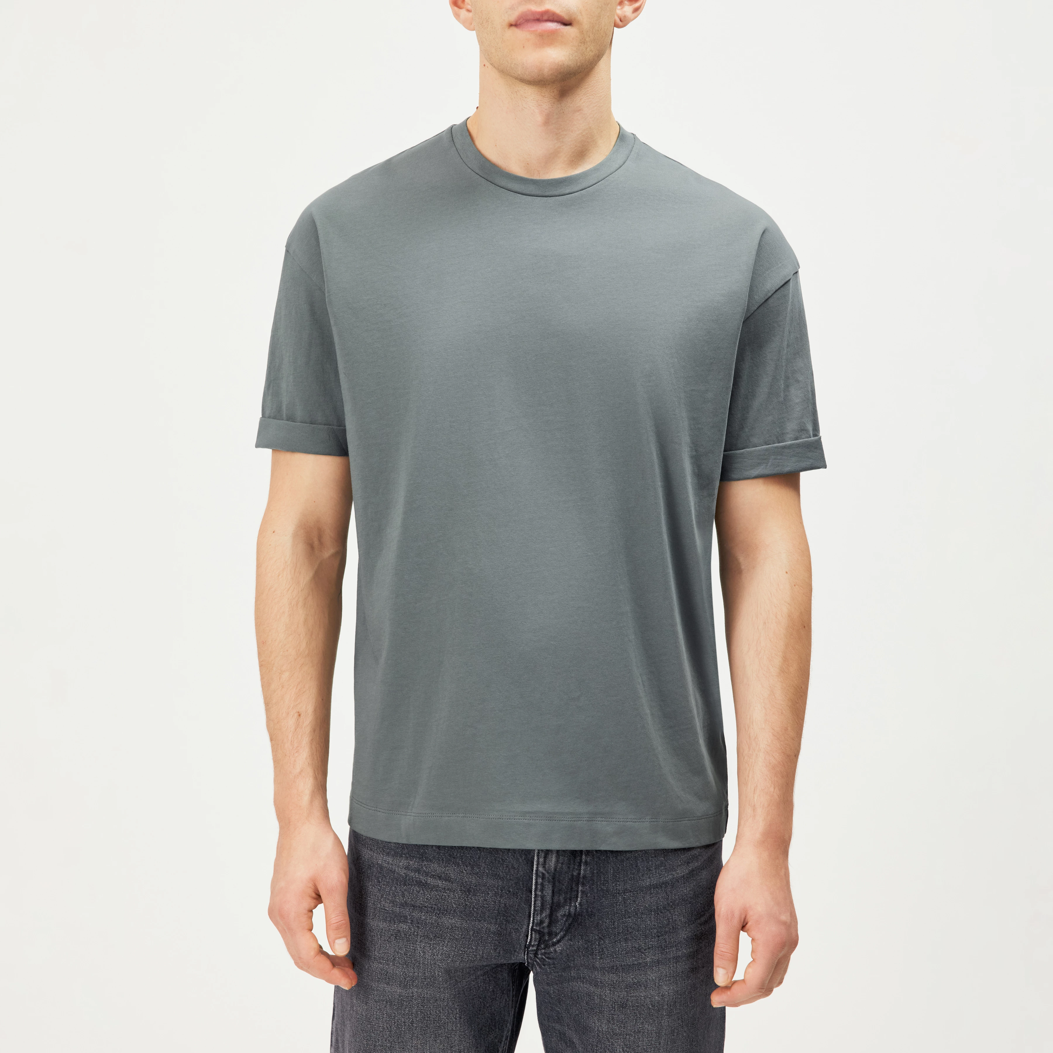 THILO - Relaxed fit T-shirt in pure cotton - men - green - Frontansicht