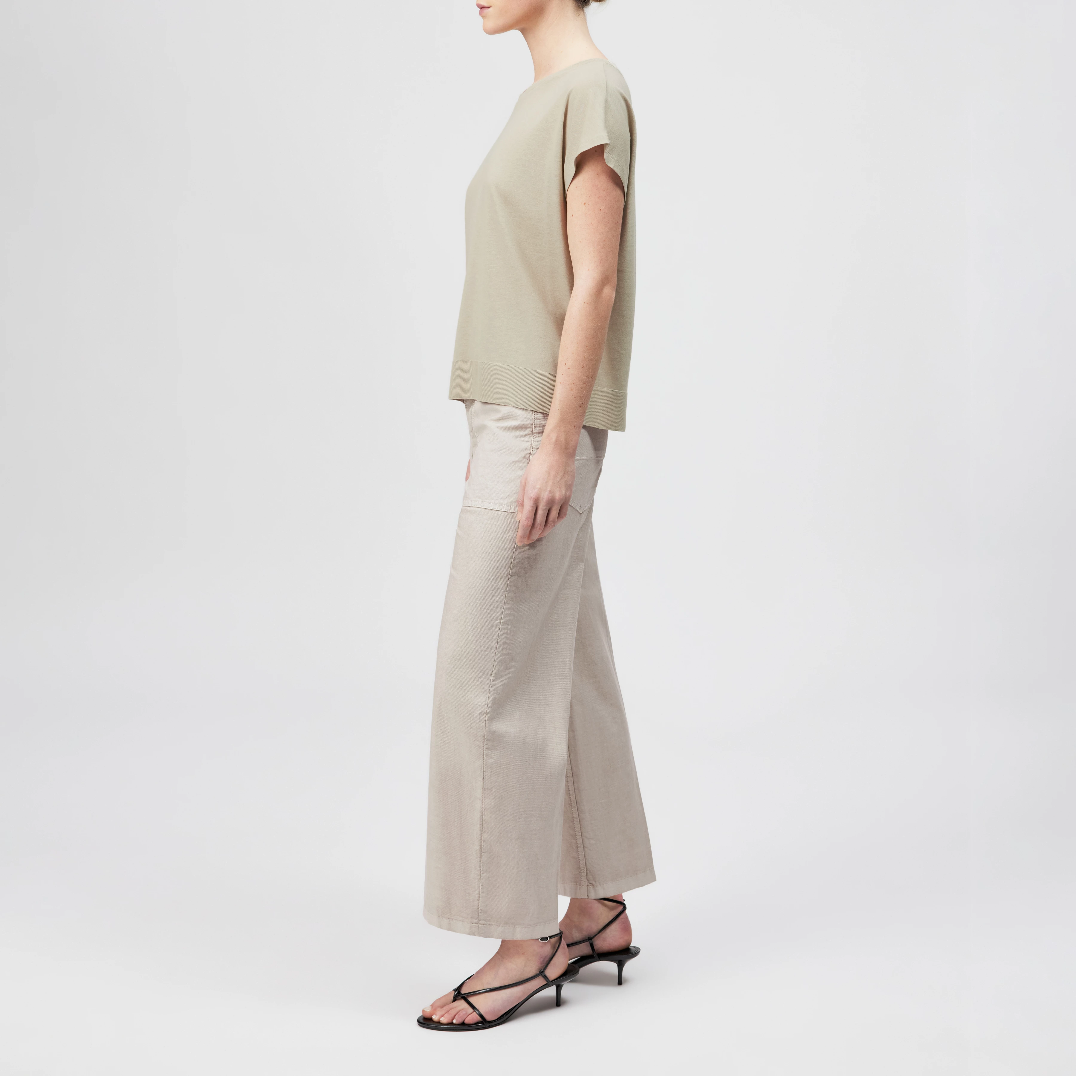 VANOPE - T-shirt in lyocell-cotton mix - women - beige - Seitenansicht