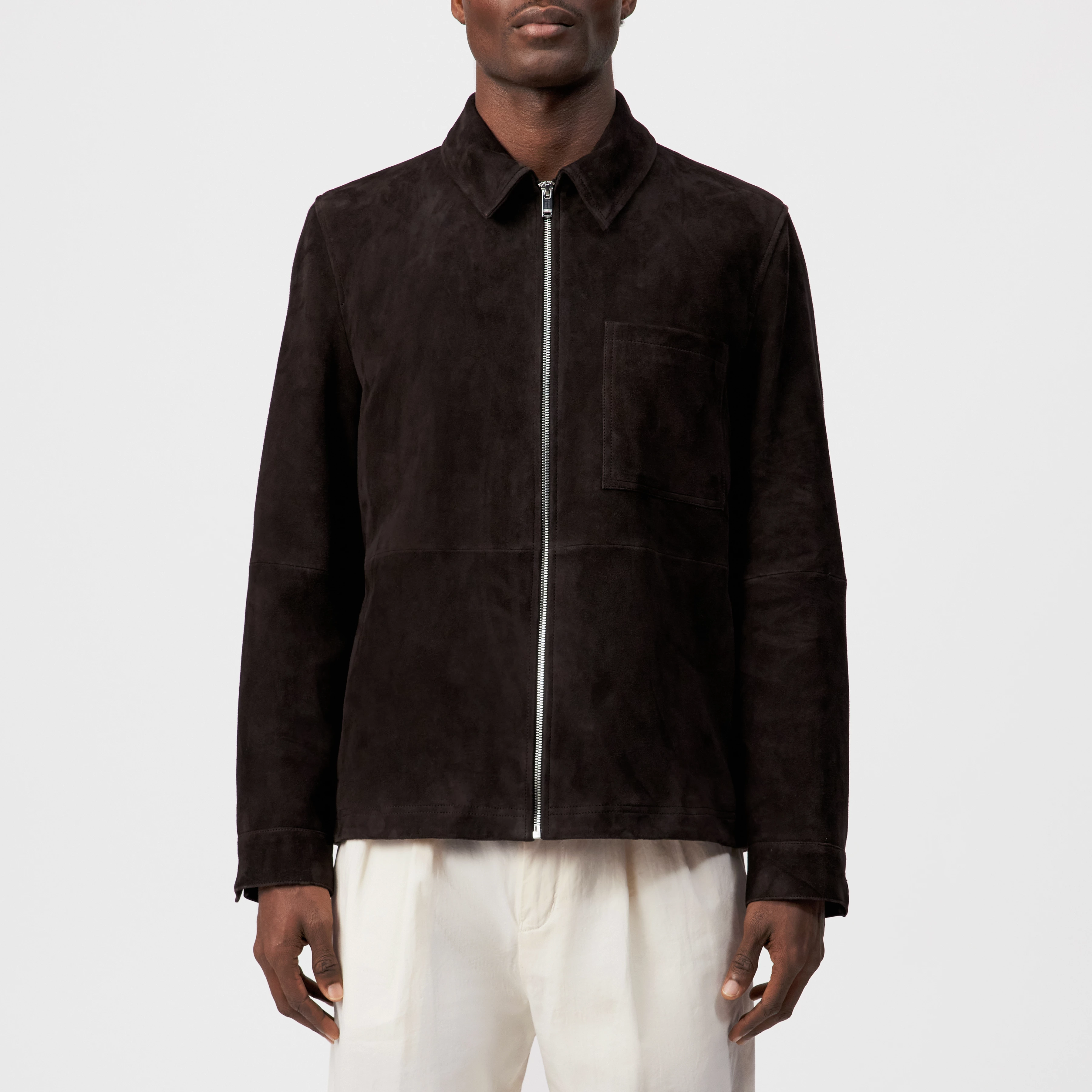 JERSON - Jacket with turn-down collar in suede leather - men - brown - Frontansicht
