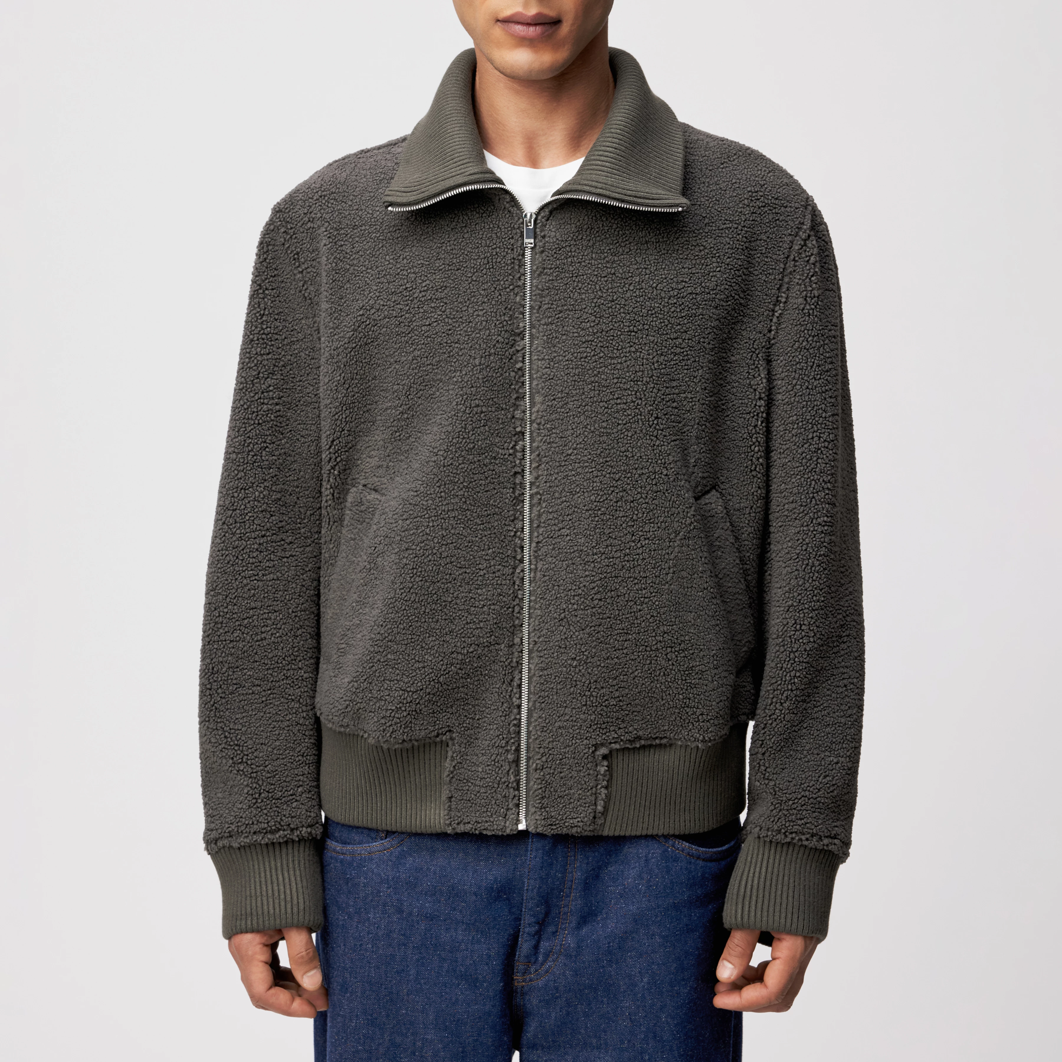 GRALON - Teddy Blouson Jacke in Fleece - Herren - grün - Frontansicht