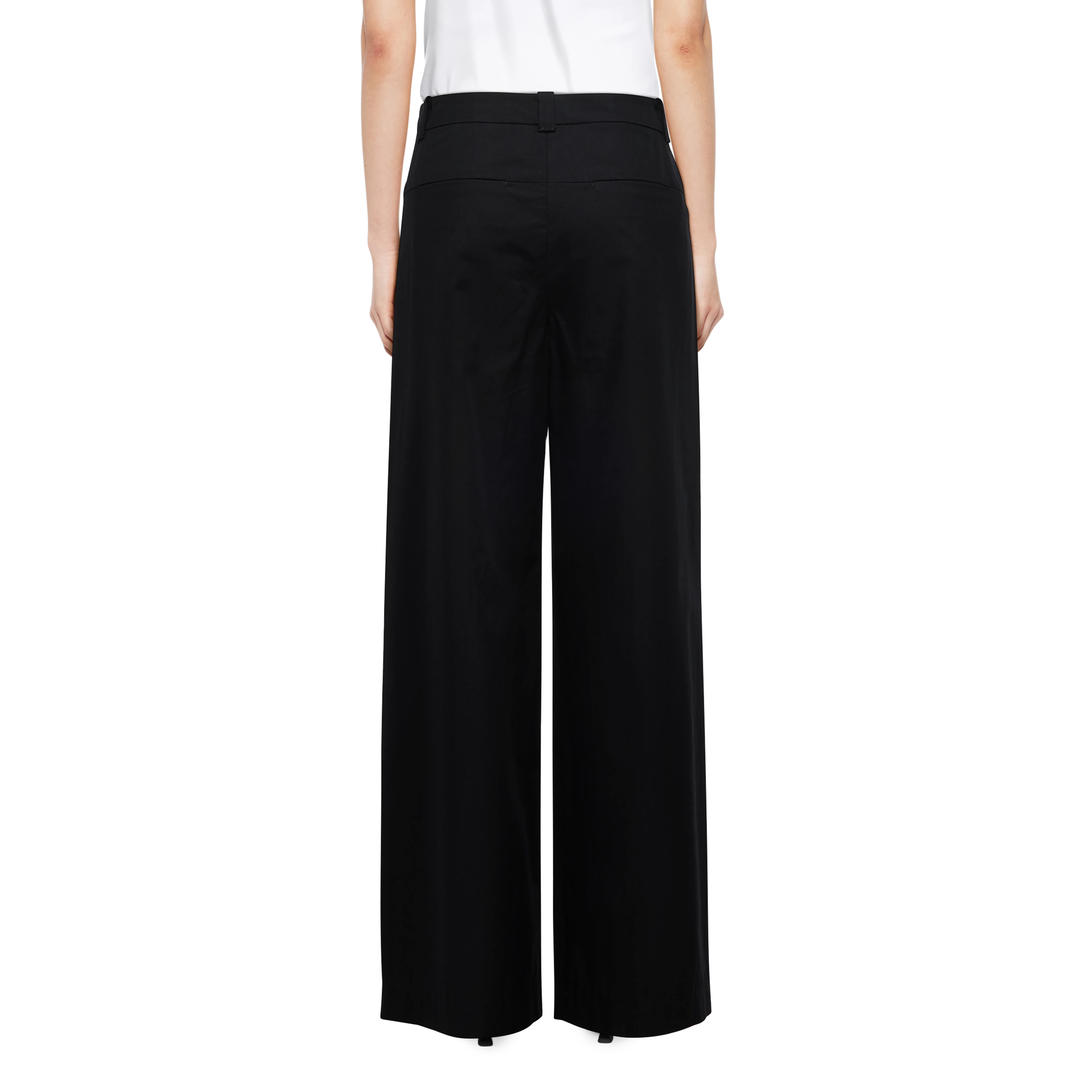 CRAWL - Pleated trousers in cotton-viscose twill - women - Natural Aluminium - Rückansicht