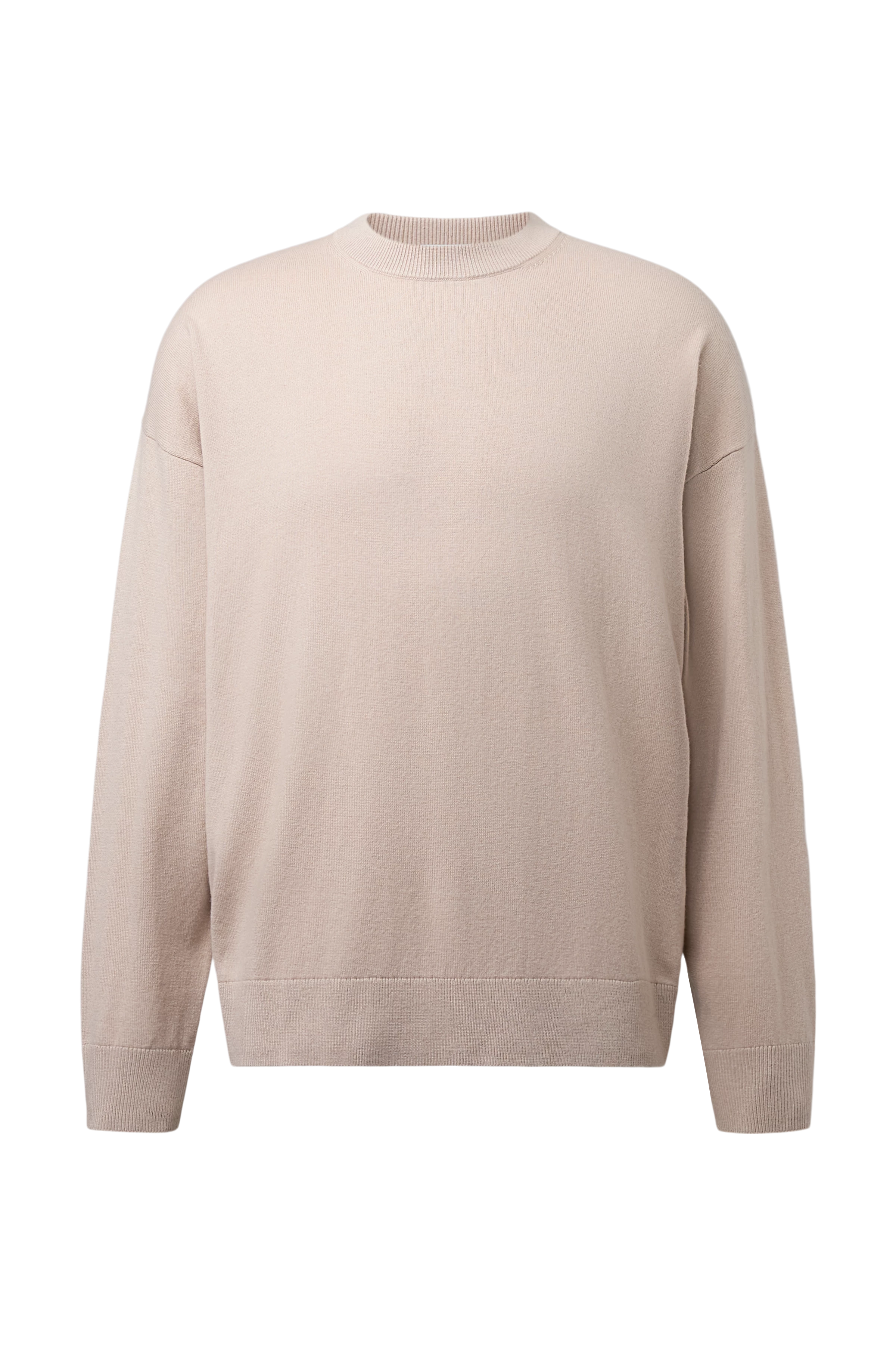 VALDRIK - Crew neck boxy fit jumper - men - beige - Freisteller Frontansicht