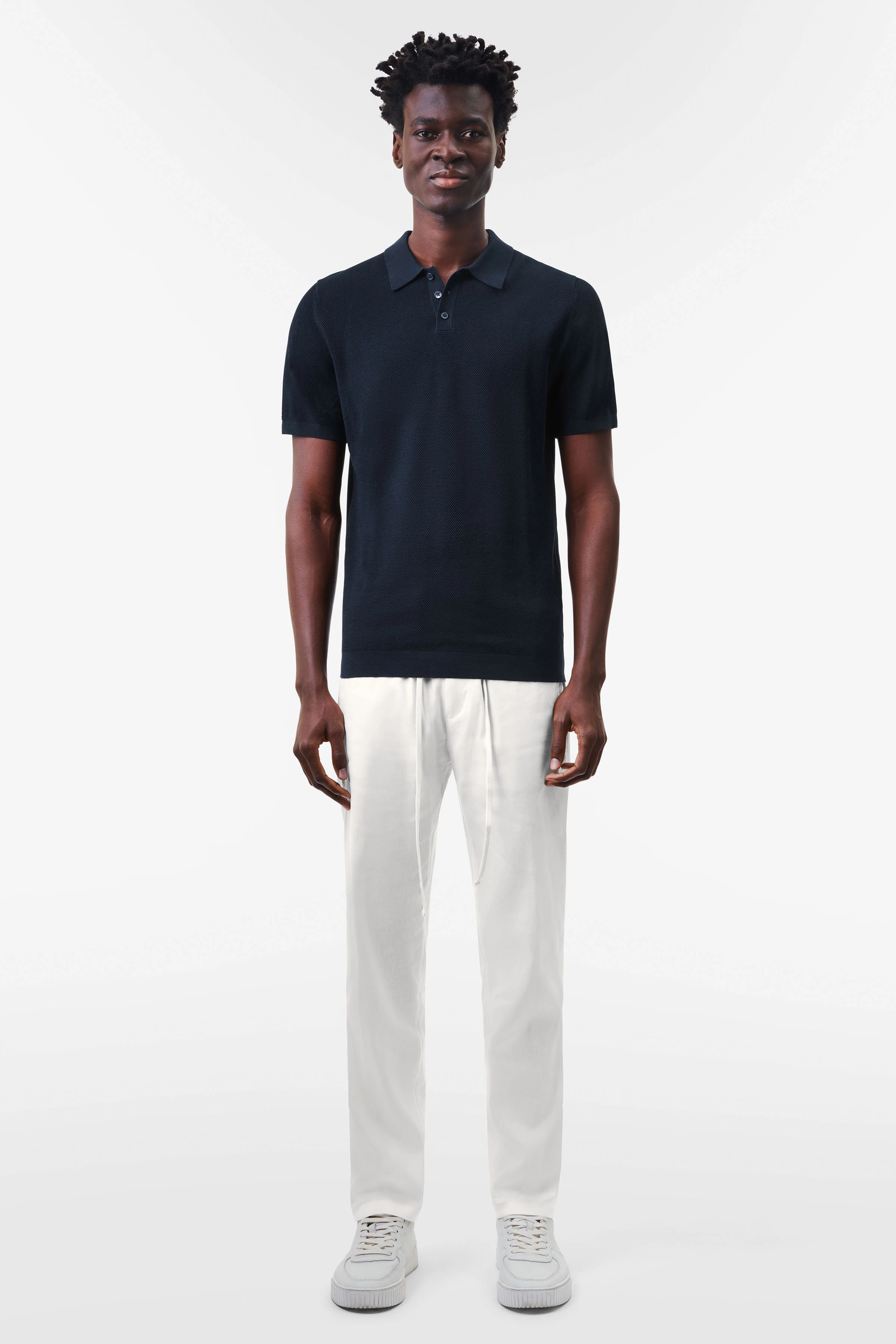 TRITON - Strick Polo in mercerisierter Baumwolle - Herren - blau - Ganzkörper-Frontansicht