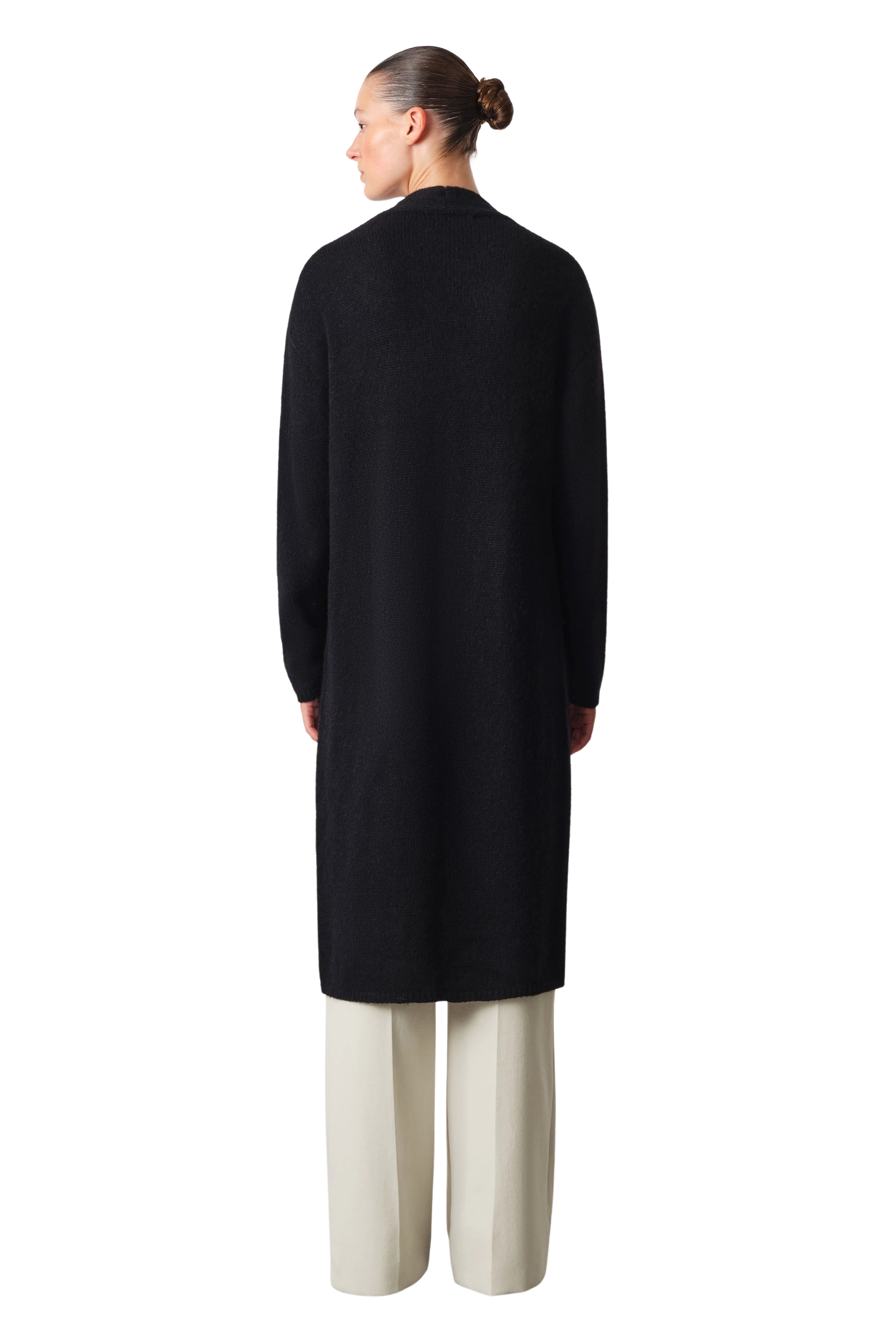 FABA - Verschlussloser Strickmantel in Alpaka-Mix - Damen - schwarz - Rückansicht