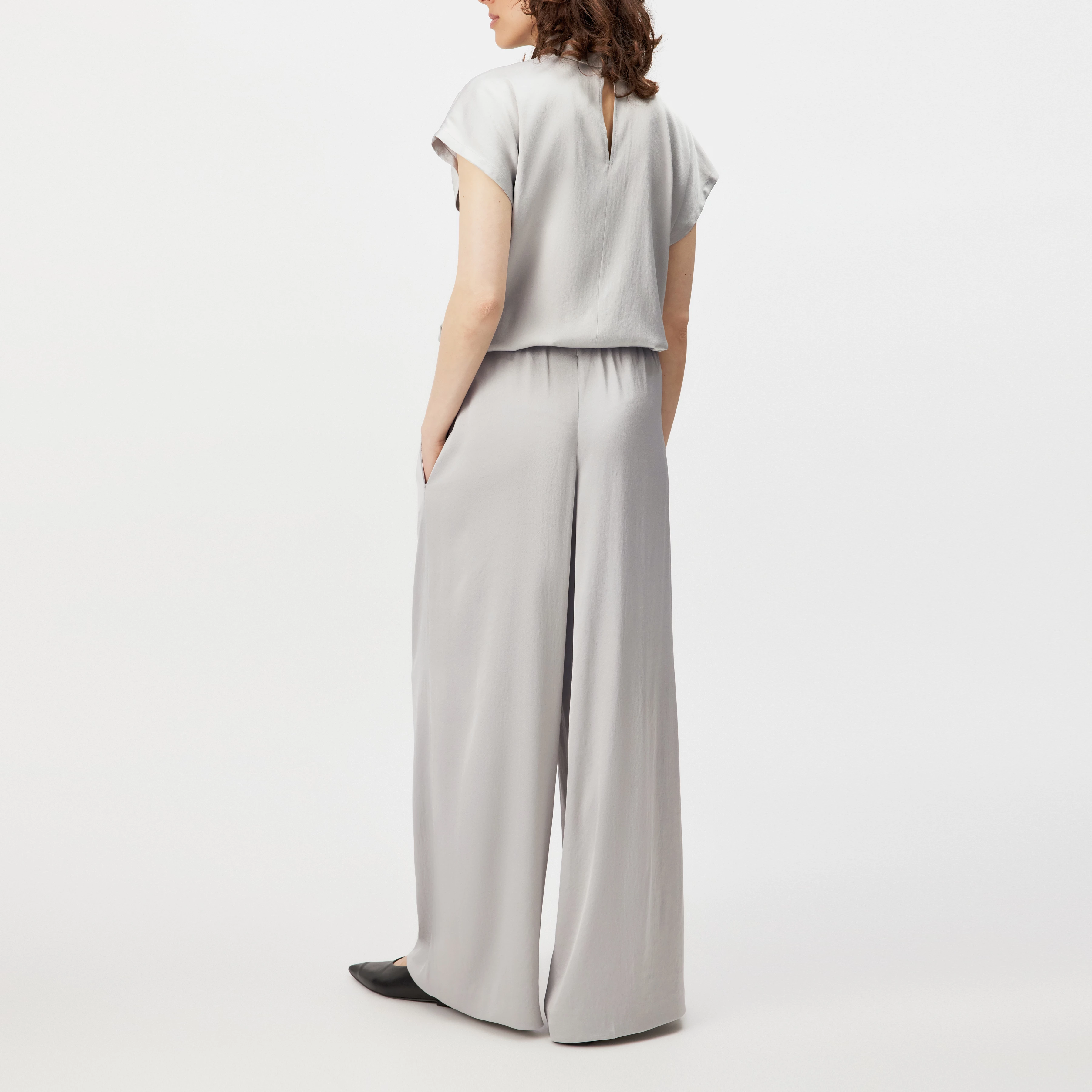 TWEEZER - Wide trousers in satin - women - grey - Rückansicht
