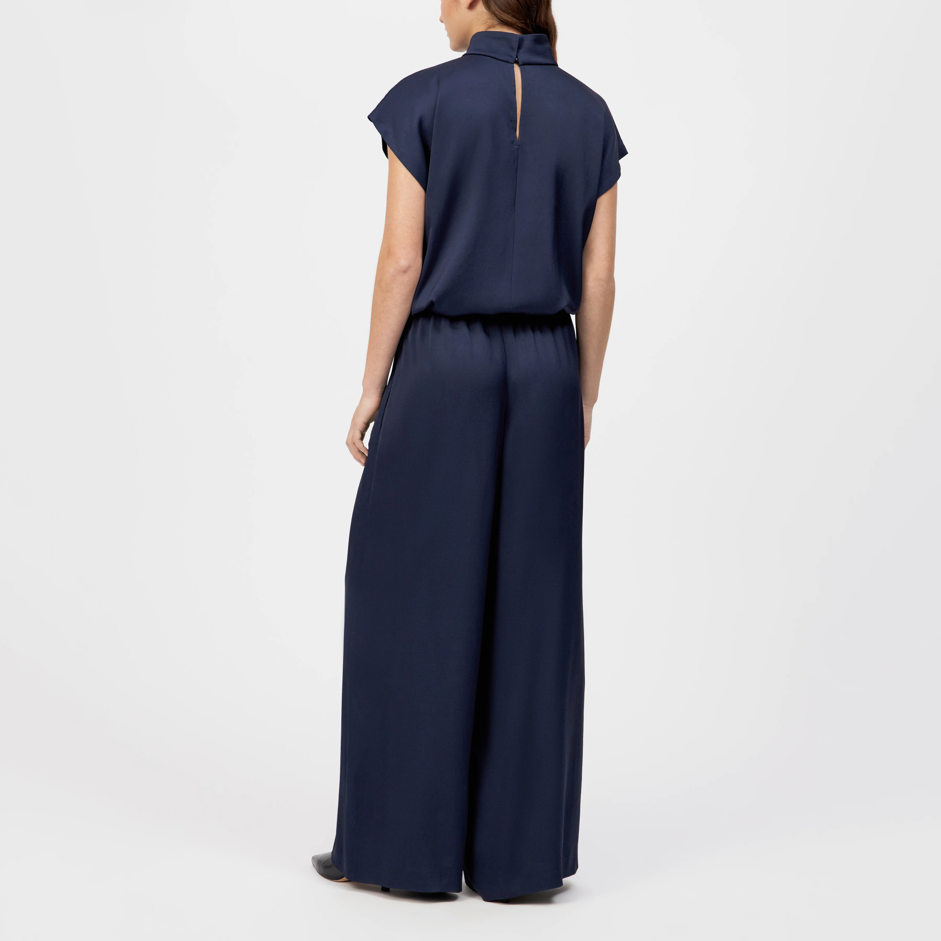 TWEEZER - Weite Hose in Satin - Damen - blau - Rückansicht