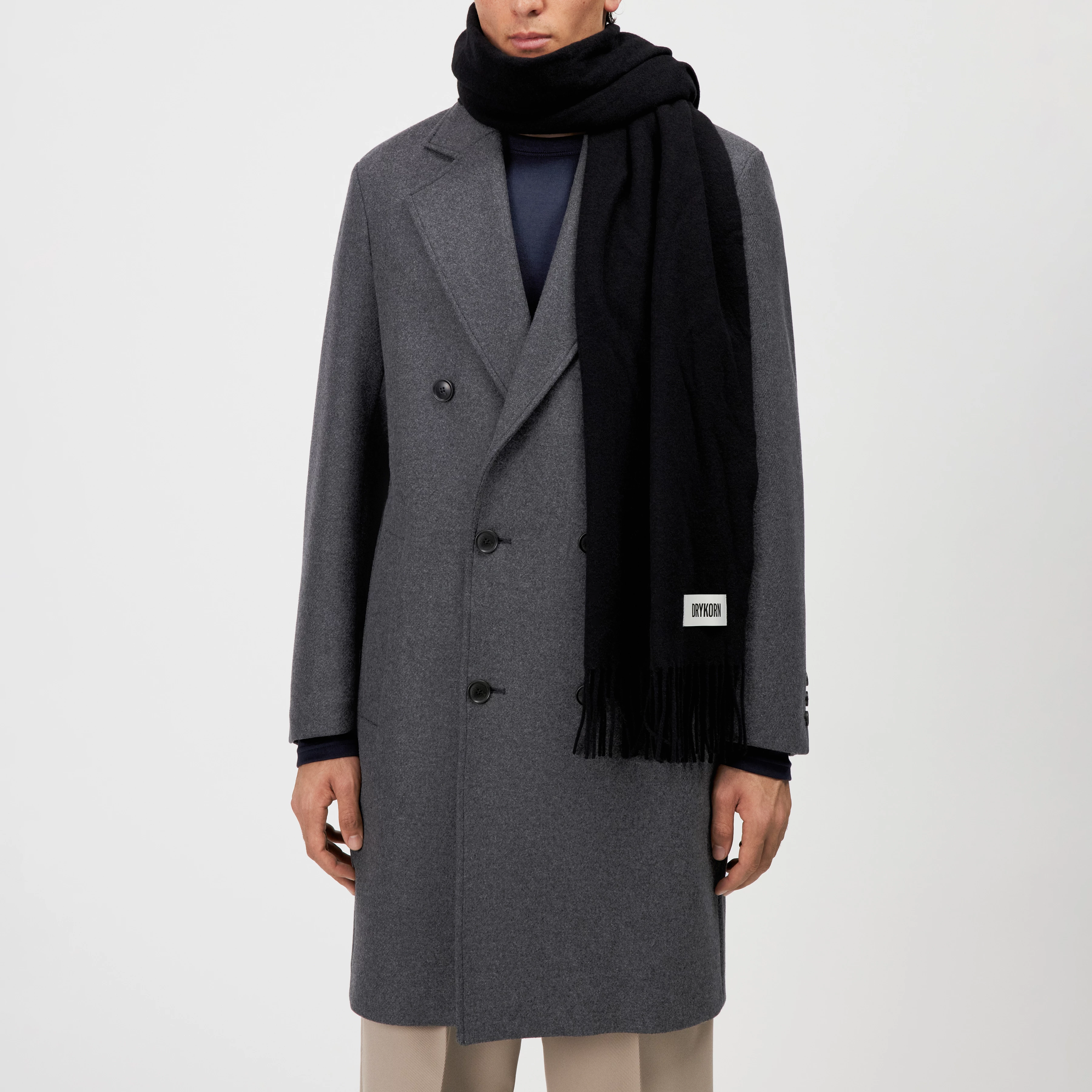 GAZE_4 - Schal in Wolltwill - Unisex - schwarz - Rückansicht