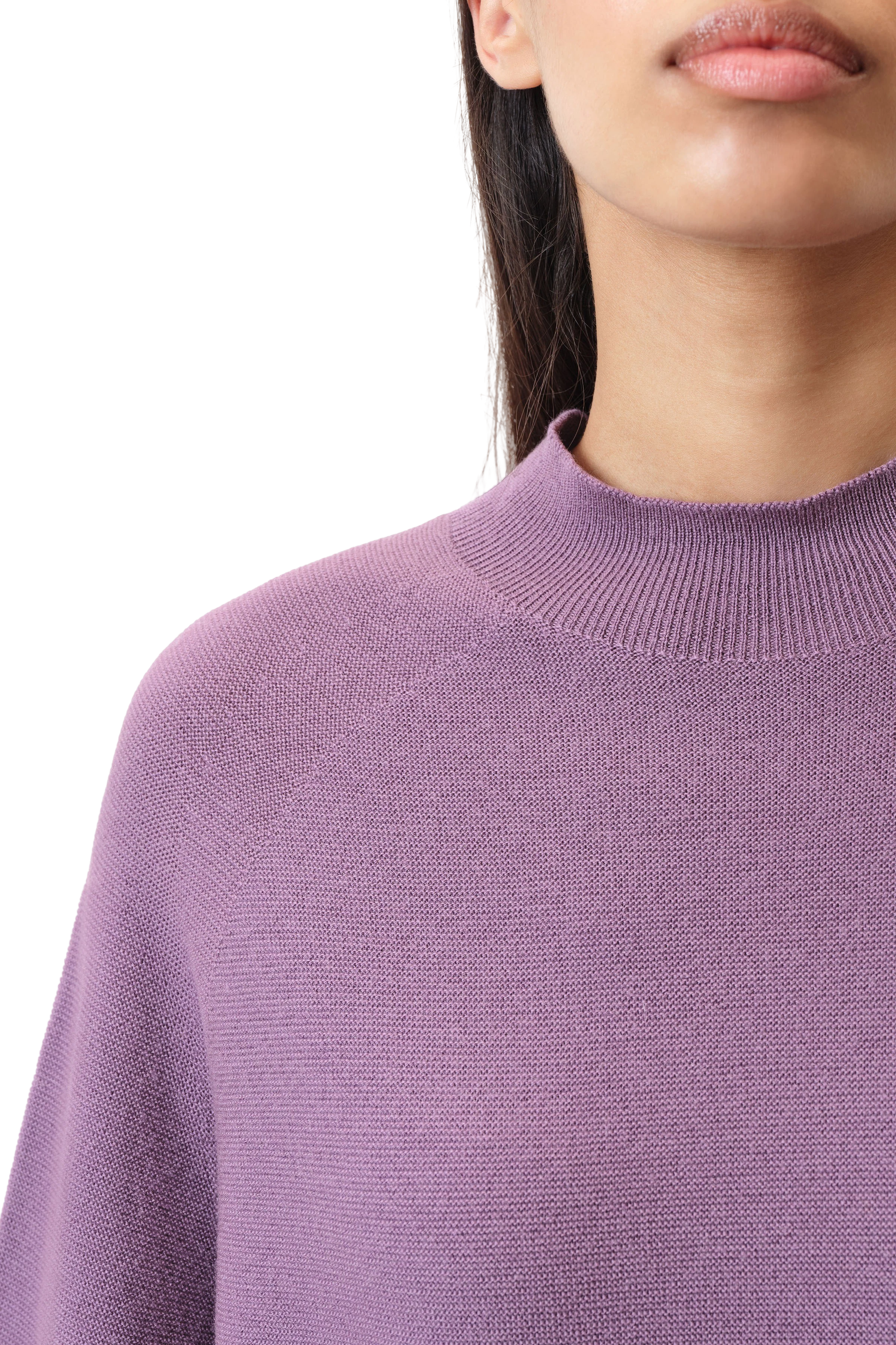 LOTIAMI - Verkürzter Pullover in 100% Merinowolle - Damen - lila - Seitenansicht