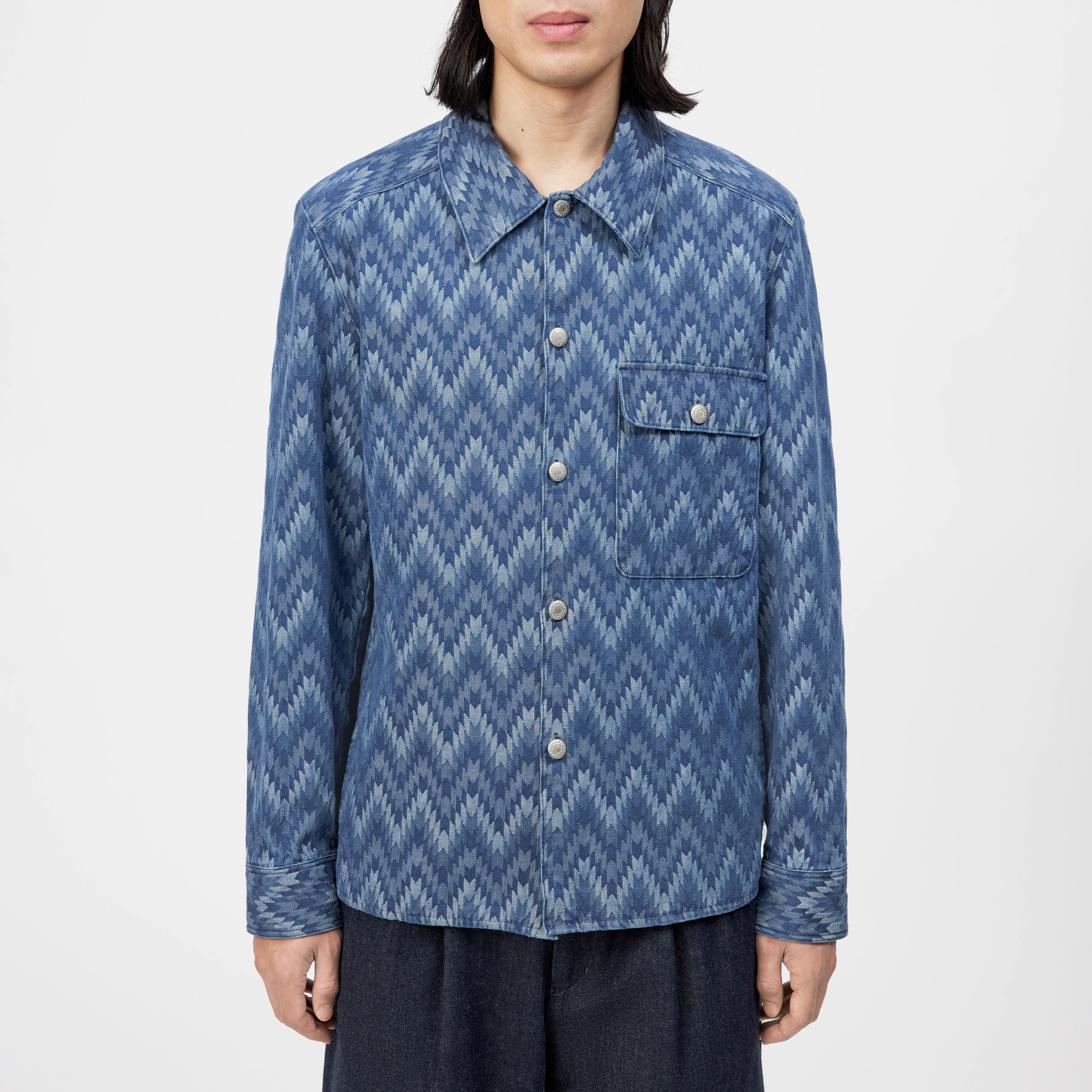 LIJAS - Overshirt mit Brusttasche in Denim - Herren - blau - Frontansicht