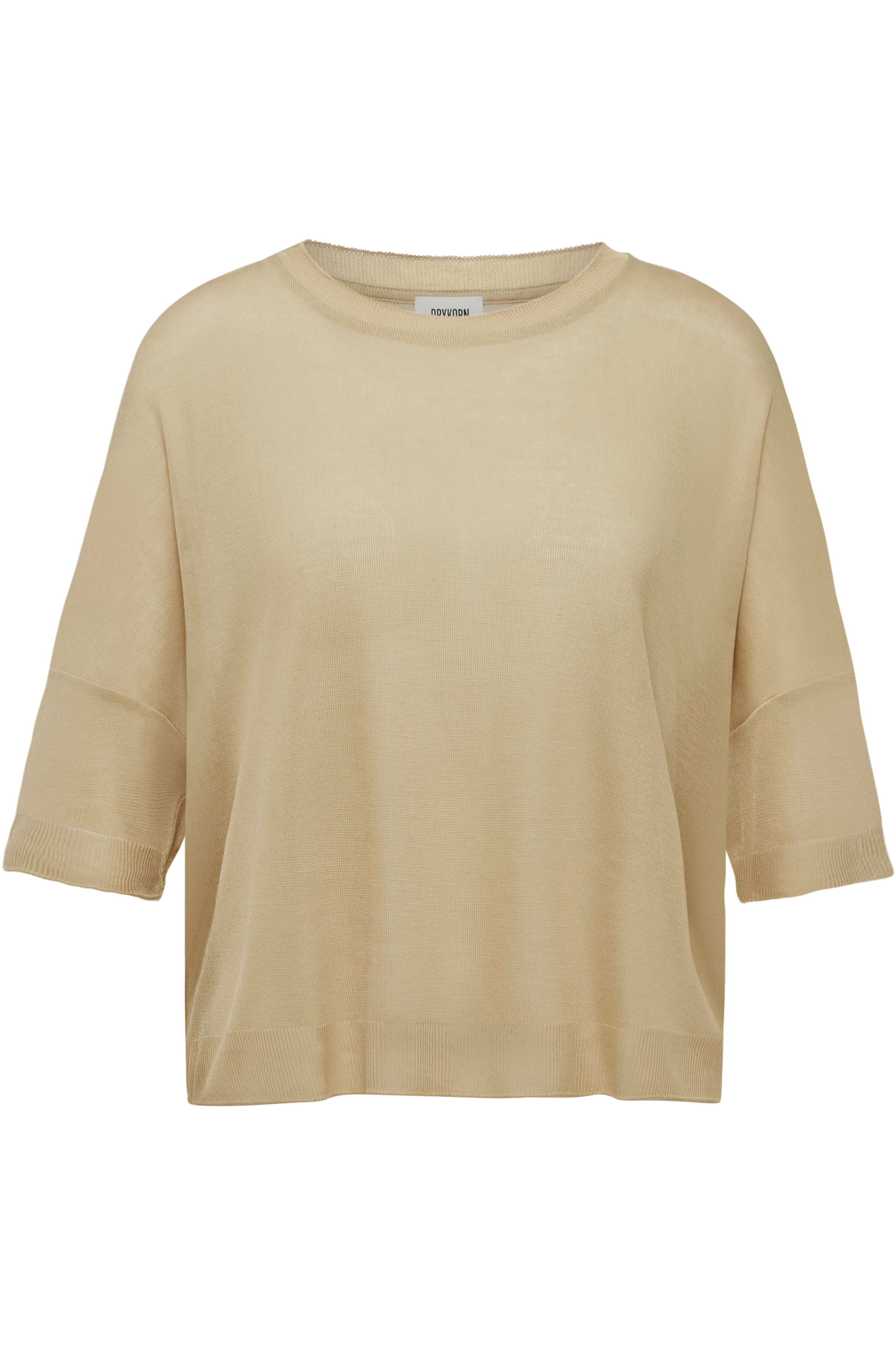 KUSIA - Verkürztes T-Shirt in transparentem Lyocell - Damen - braun - Freisteller Frontansicht