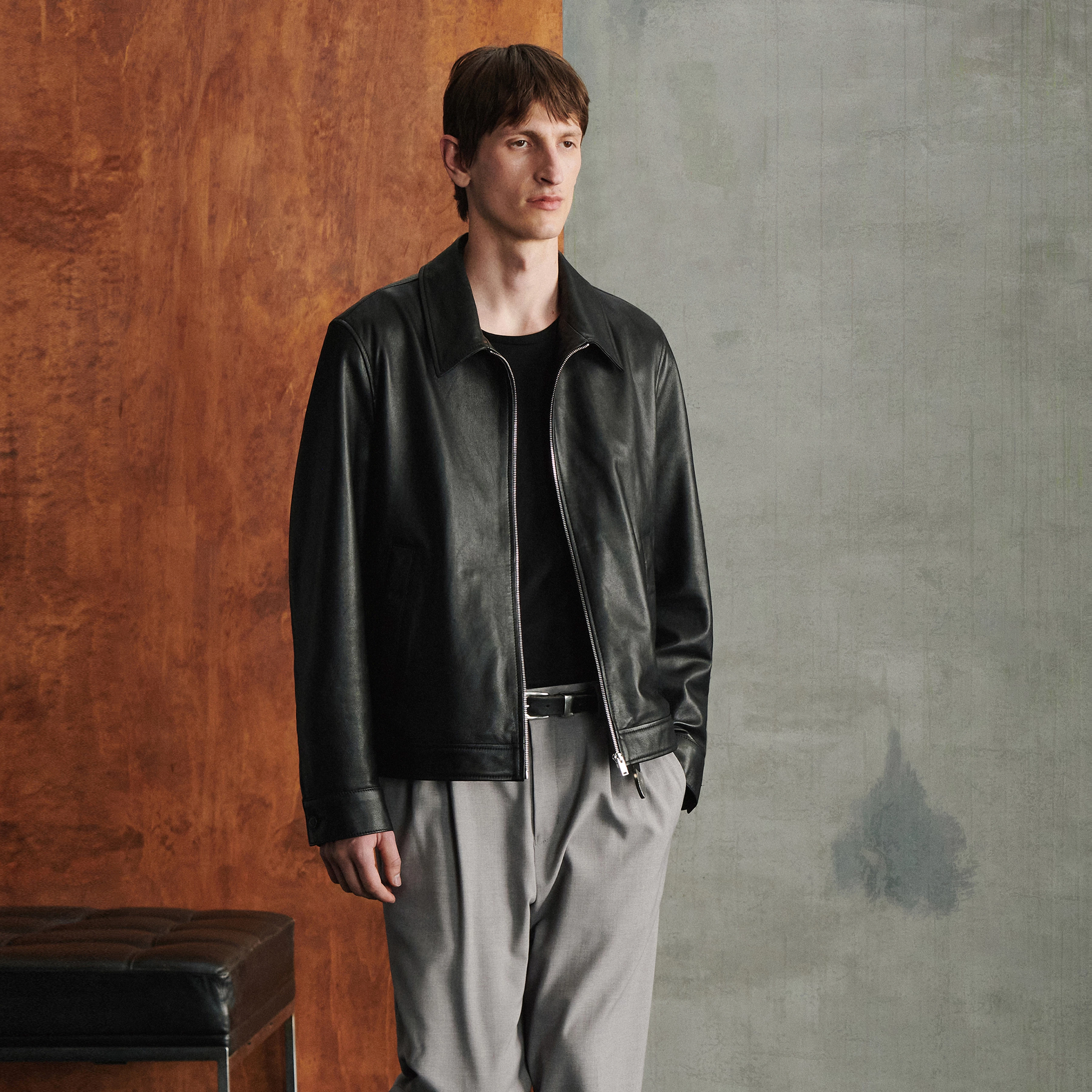 RIKKA_2 - Regular fit zip jacket in nappa leather - men - black