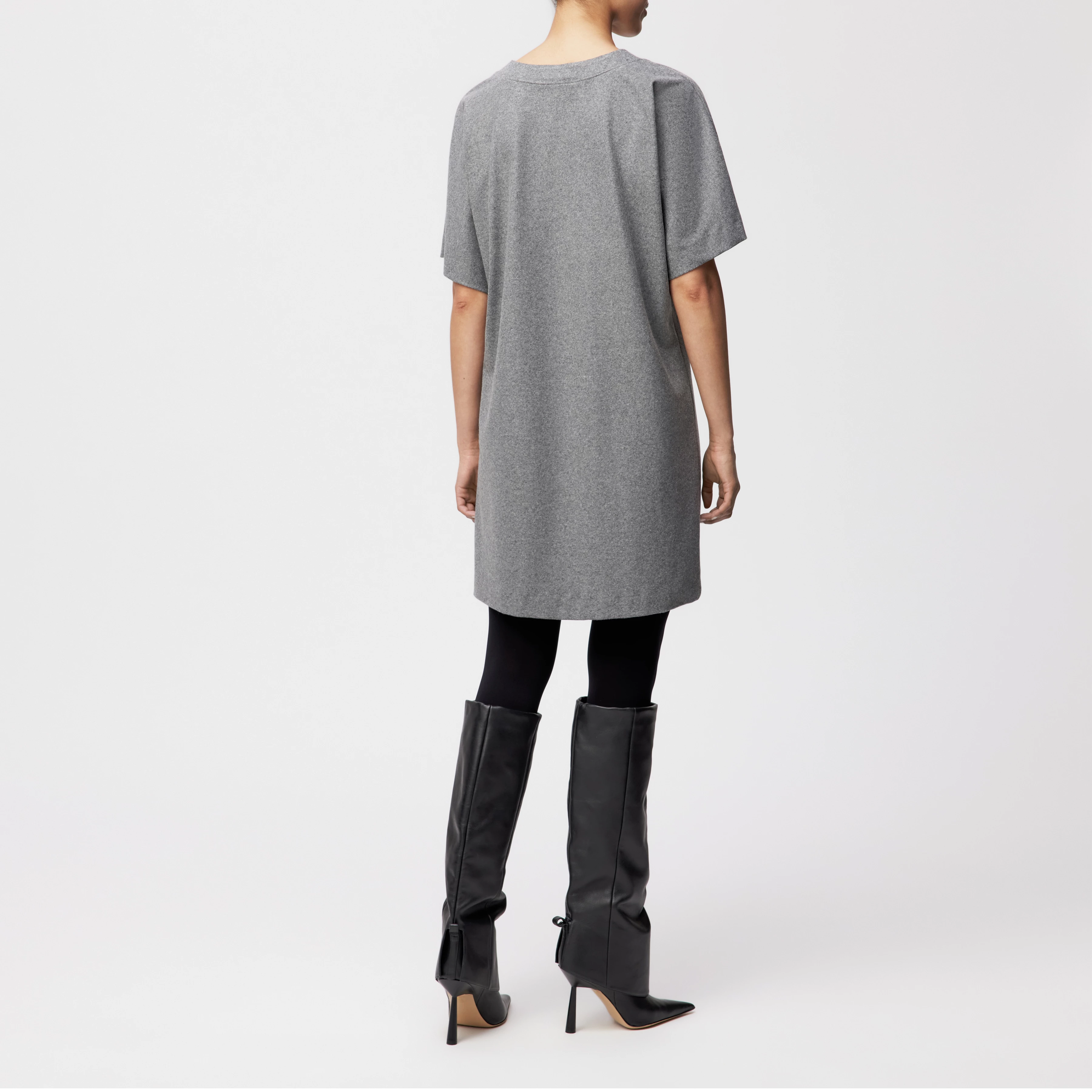 MENJA - T-shirtjurk in jersey wolmix - dames - grijs - Rückansicht