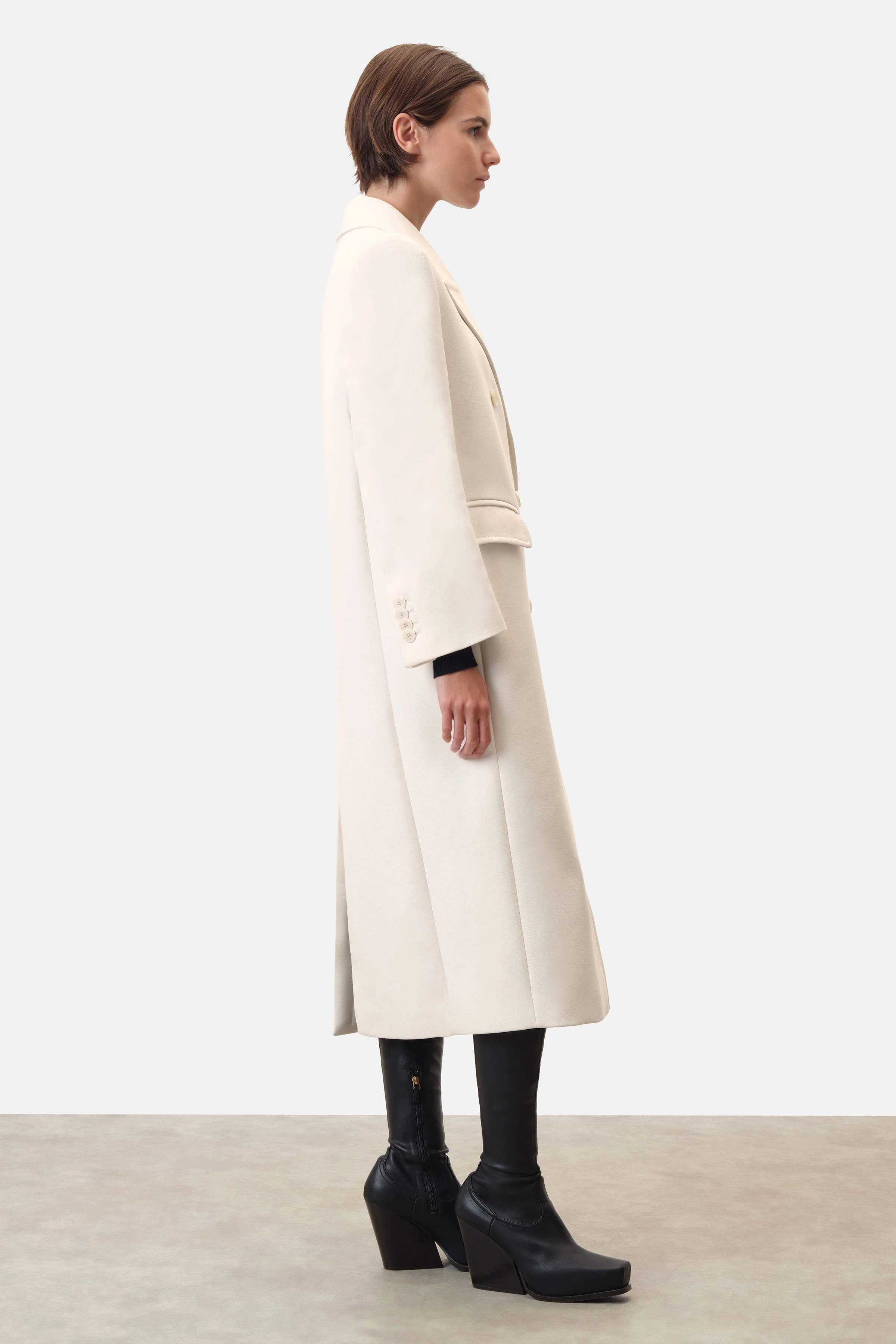 WORCESTER - blazerjas met schouderaccent van wollen keperstof - dames - off white - Seitenansicht