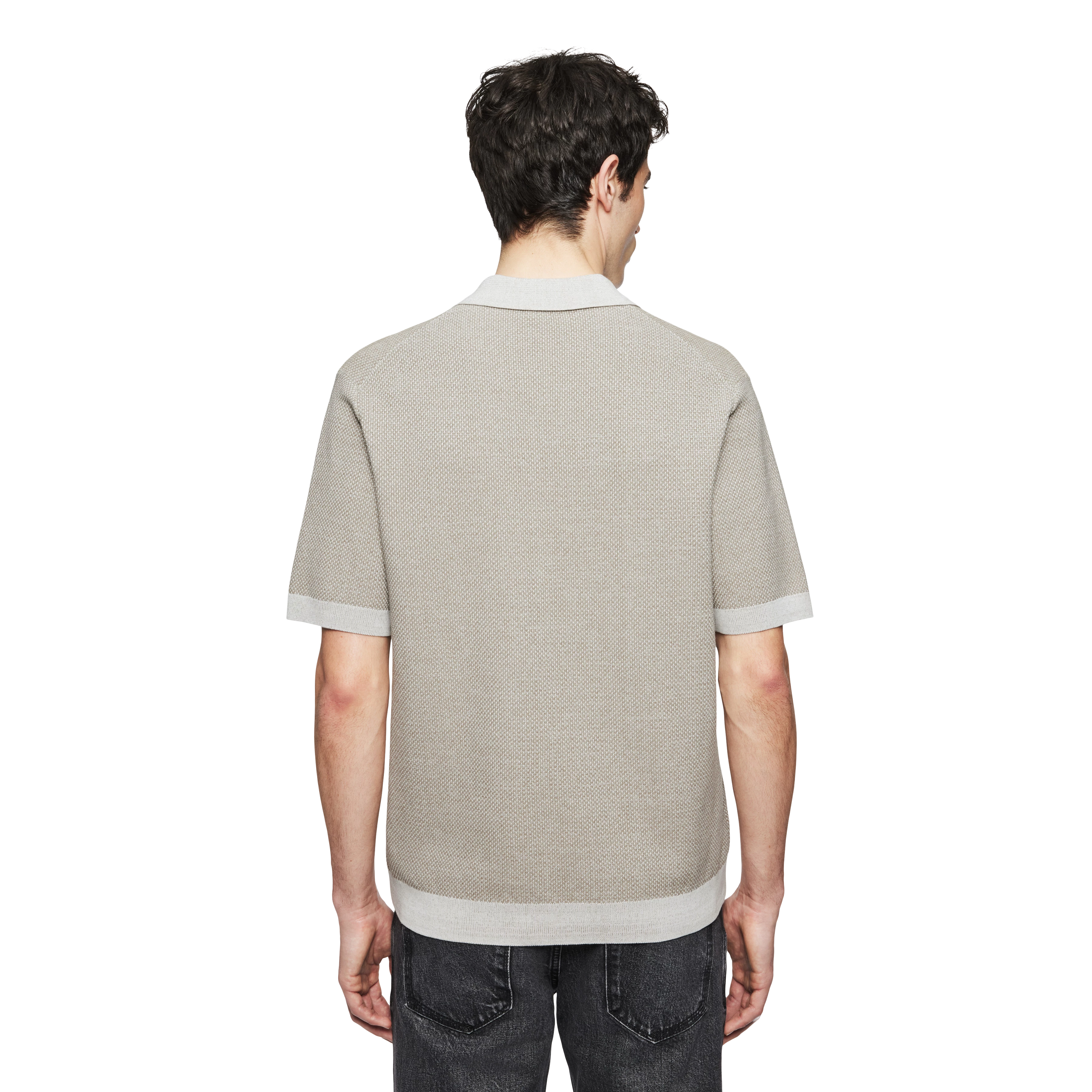 TAMIAN - Strick Polo in merzerisierter Baumwolle - Herren - beige - Rückansicht