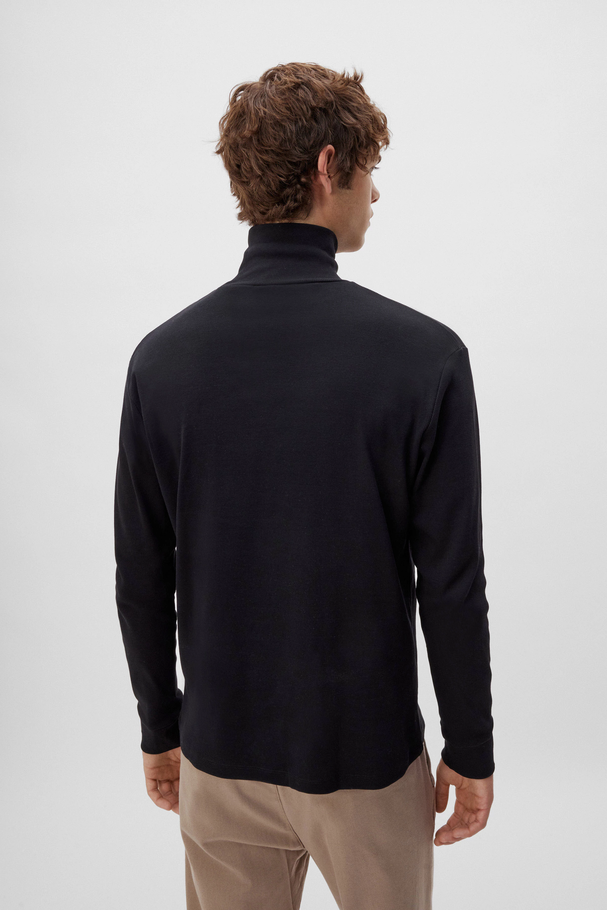 EMANUEL - Turtle Pullover in Rippe - Herren - schwarz - Rückansicht