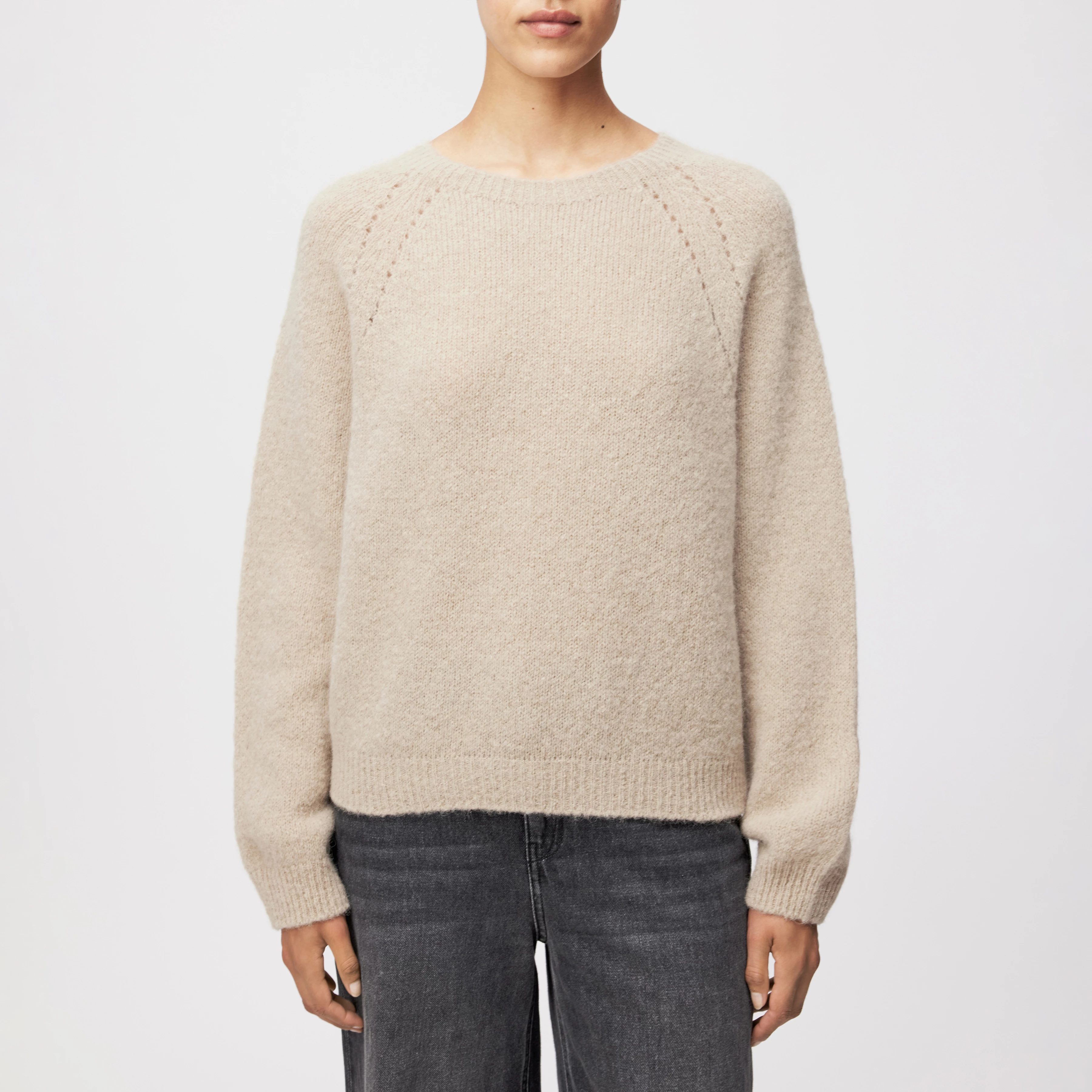 PEMIRI_2 - Pullover in luxuriösem Alpaka-Mix - Damen - beige - Frontansicht