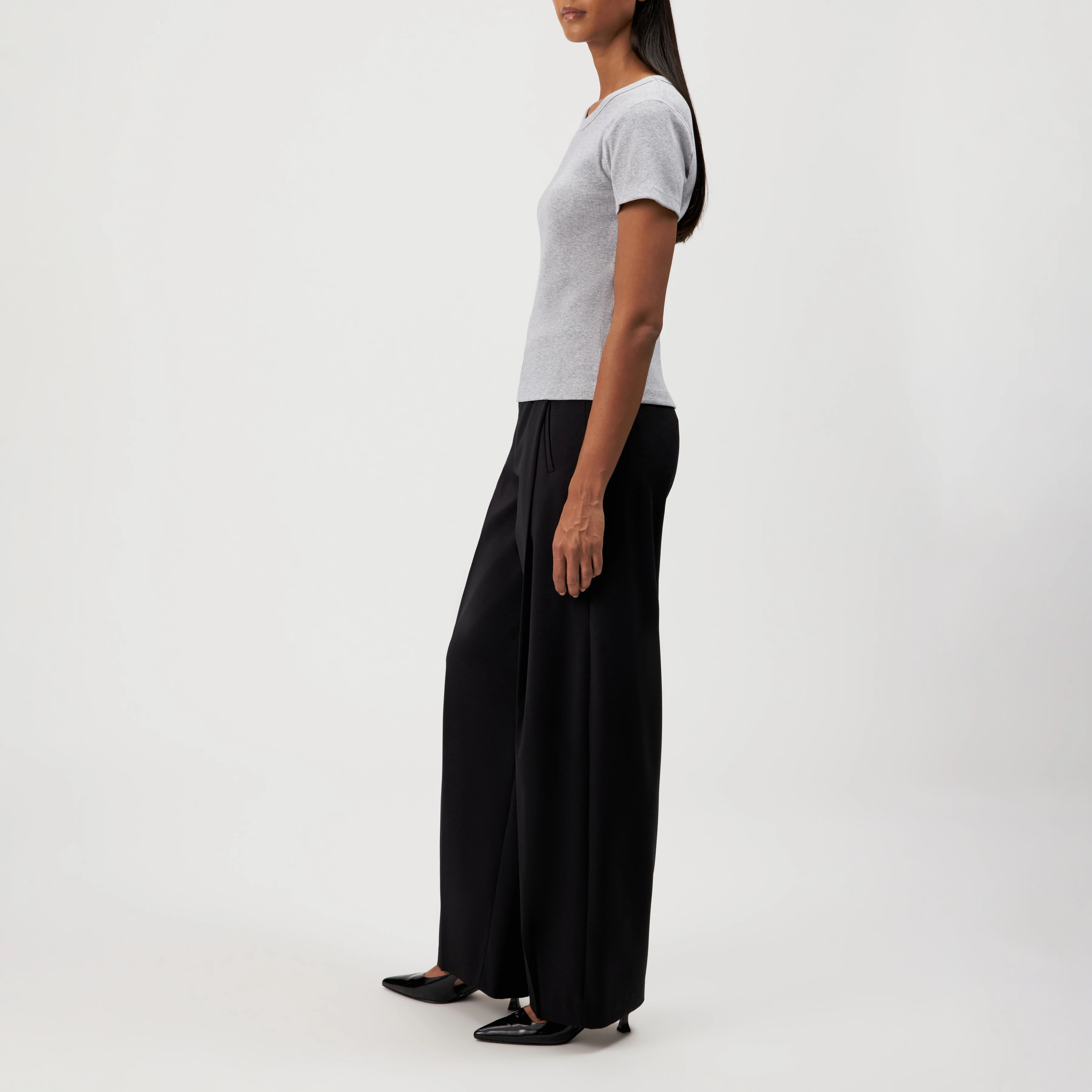 KOALE - Slim-fit T-shirt in pure cotton - women - grey - Seitenansicht