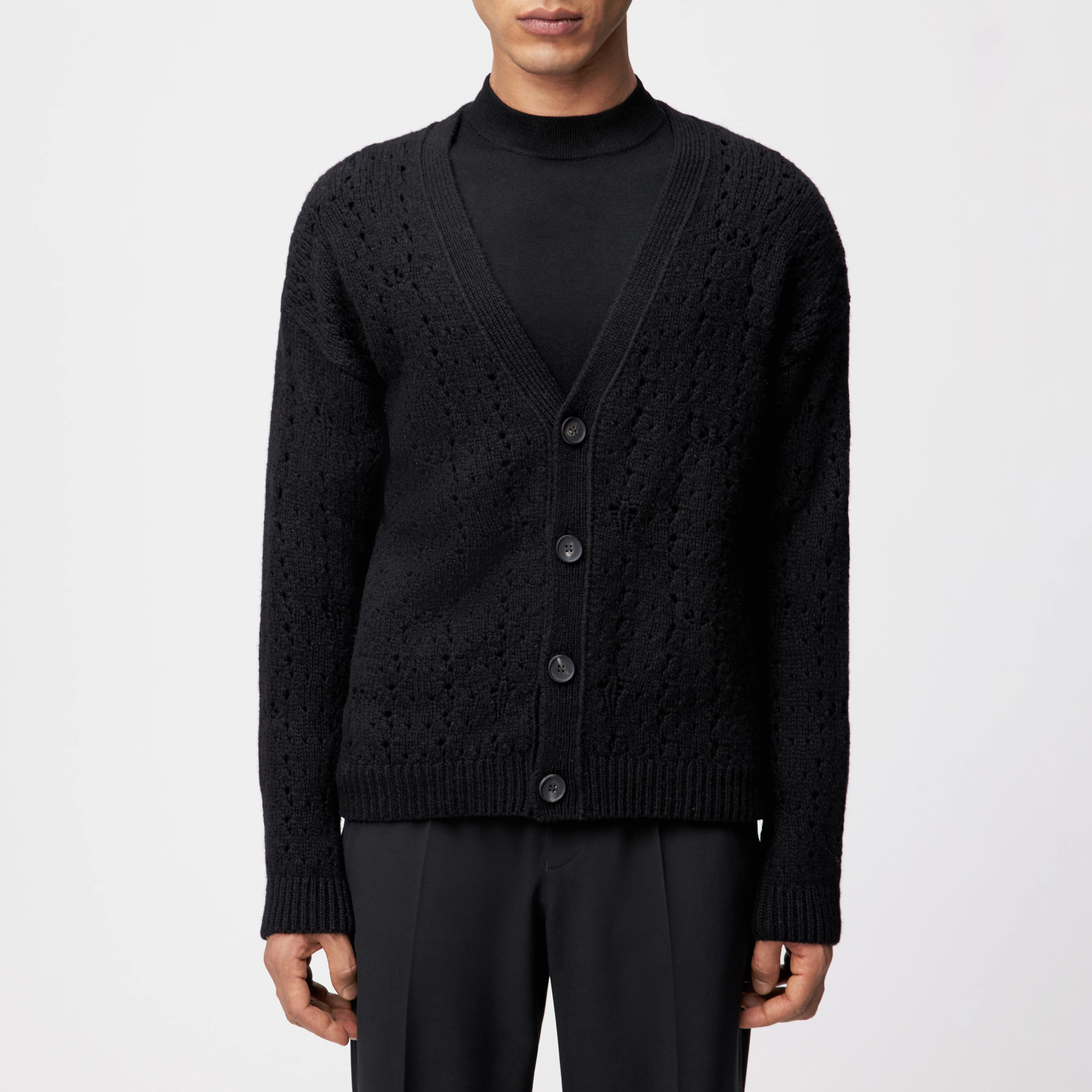 ELDARO - Cardigan in wool - men - Natural Aluminium - Frontansicht