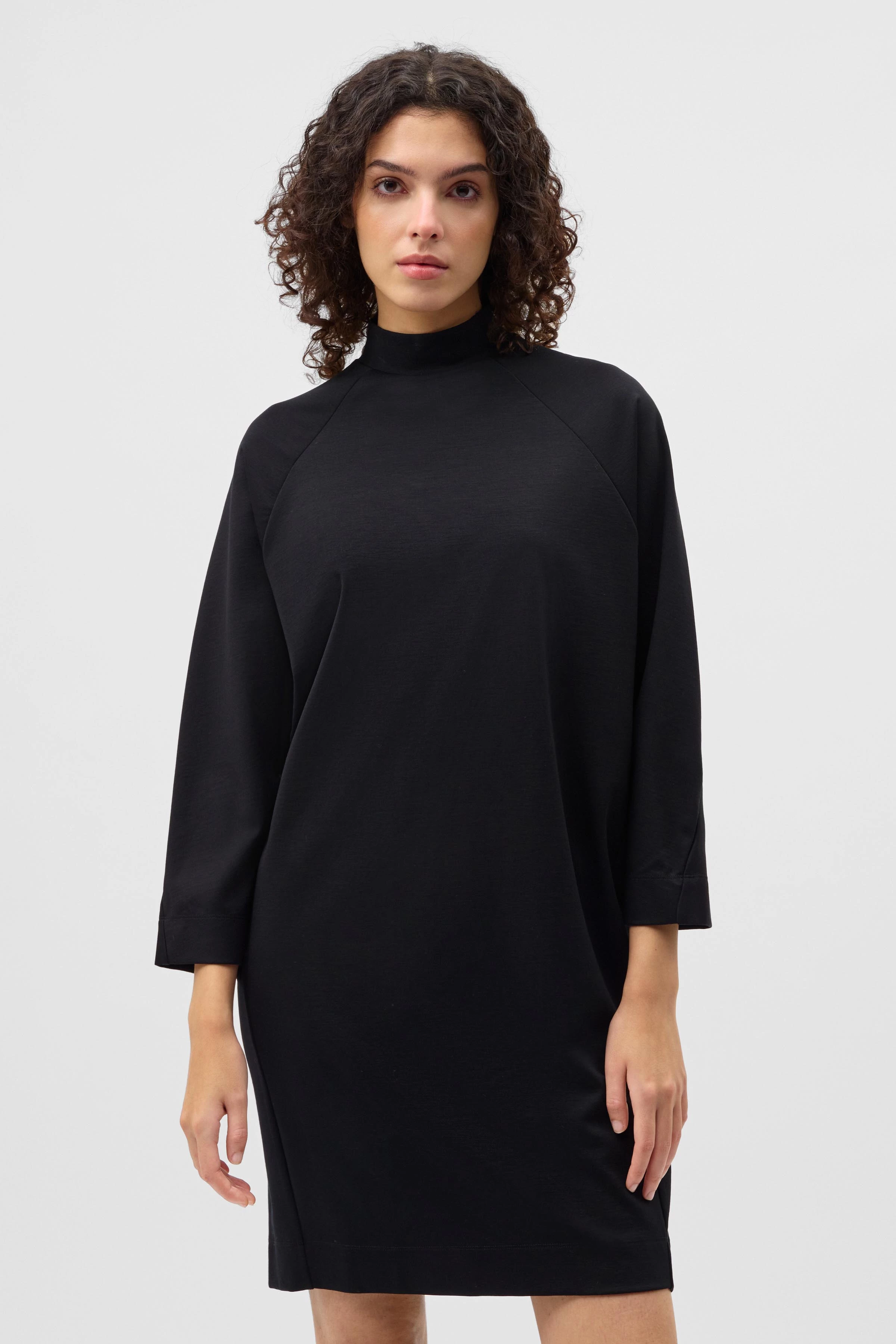 NATASRA - Casual mini-jurk met 7/8 mouwen - dames - zwart - Frontansicht