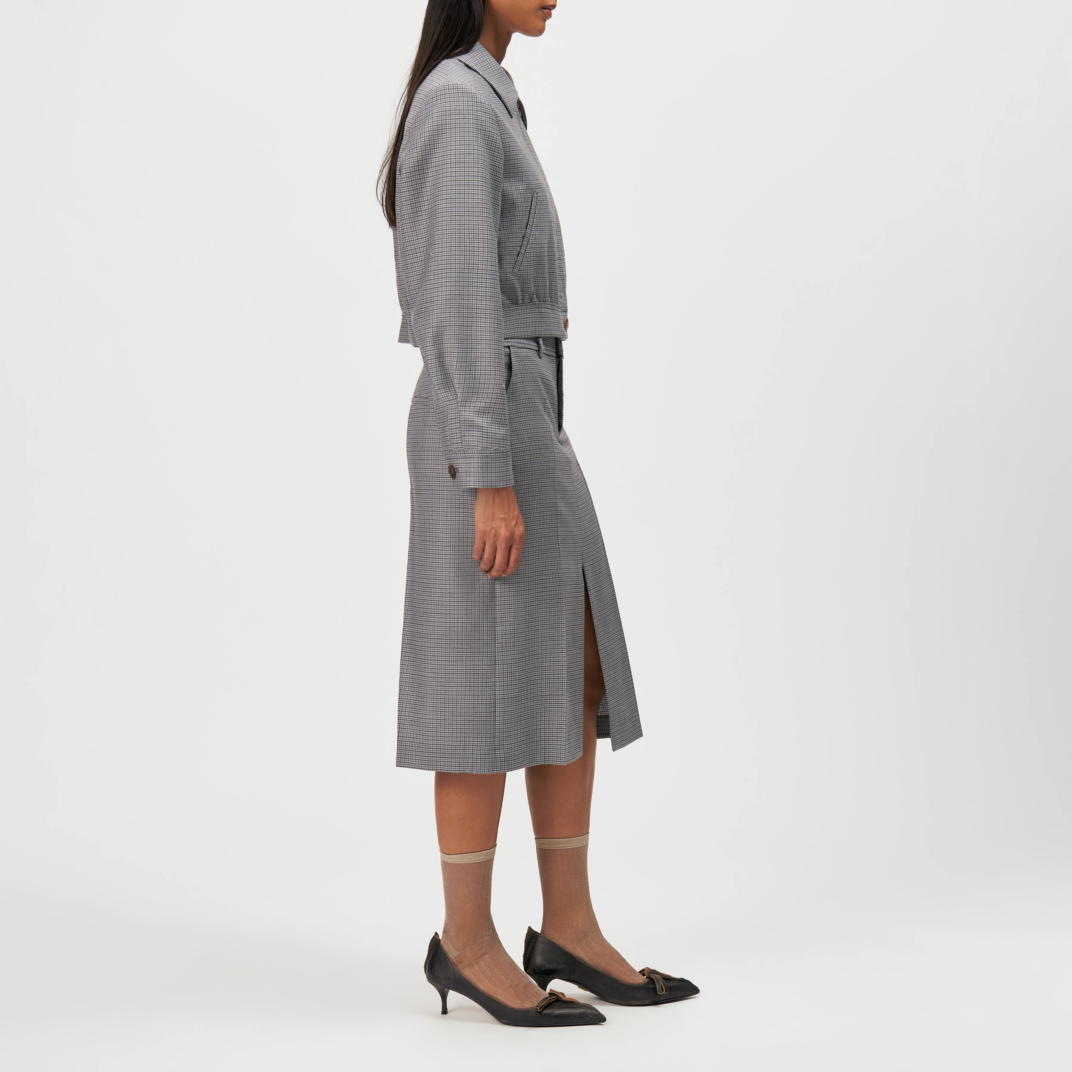 RADWAY_3 - Pure wool short blouson - women - grey - Seitenansicht