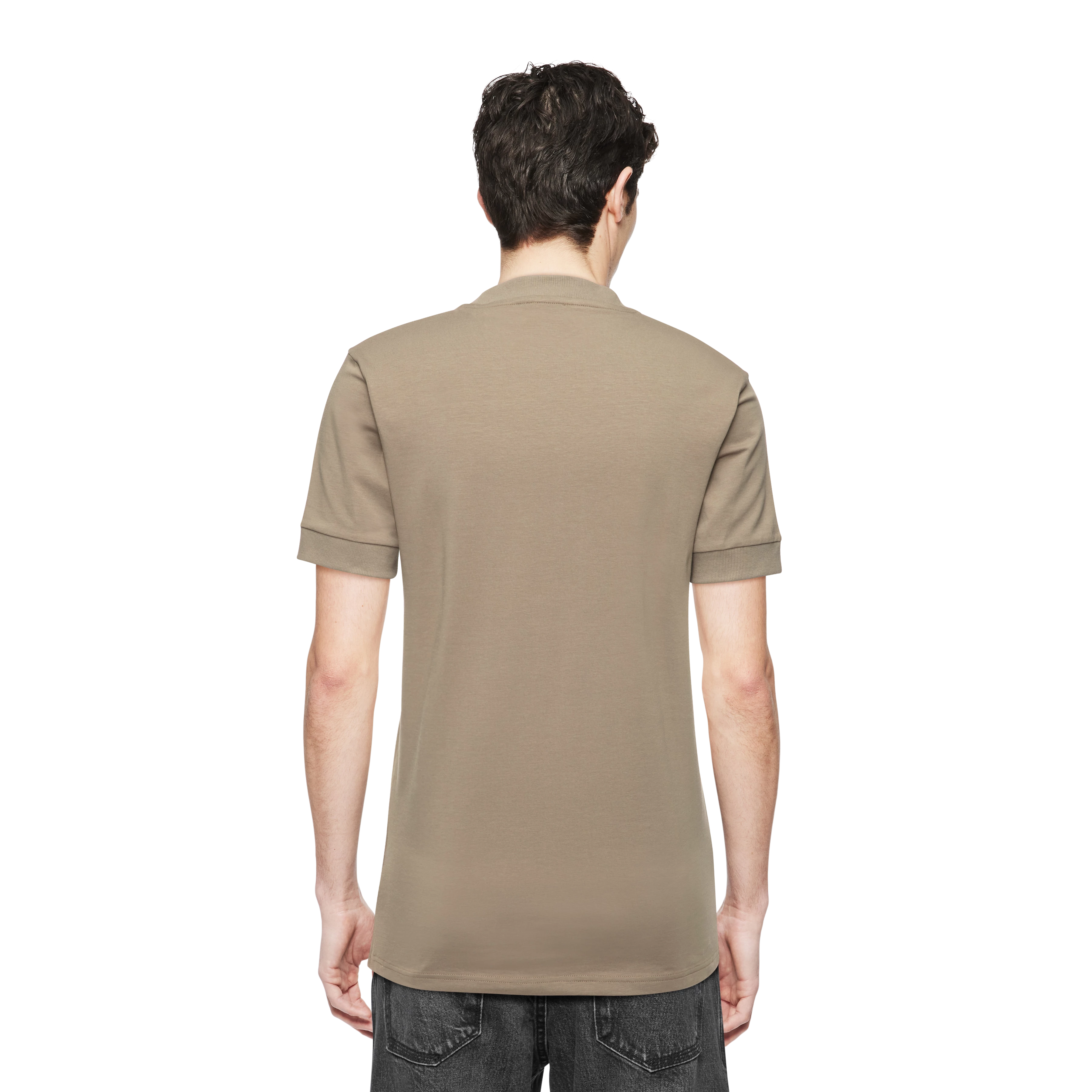 ANTON - Fitted T-Shirt in Baumwolle - Herren - braun - Rückansicht