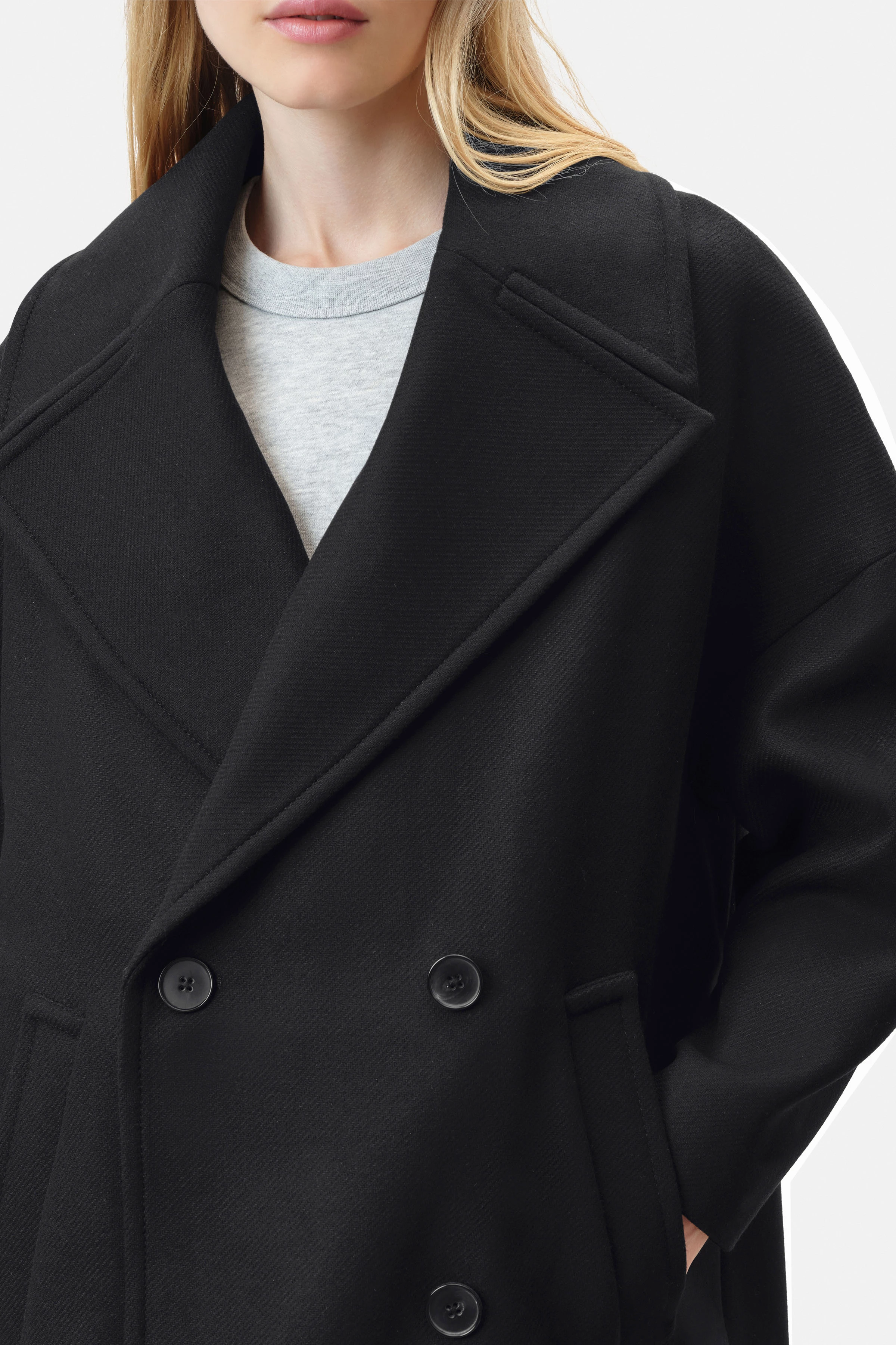 RUNCOM - Cabanjacke in winterlichem Woll-Mix - Damen - schwarz - Seitenansicht