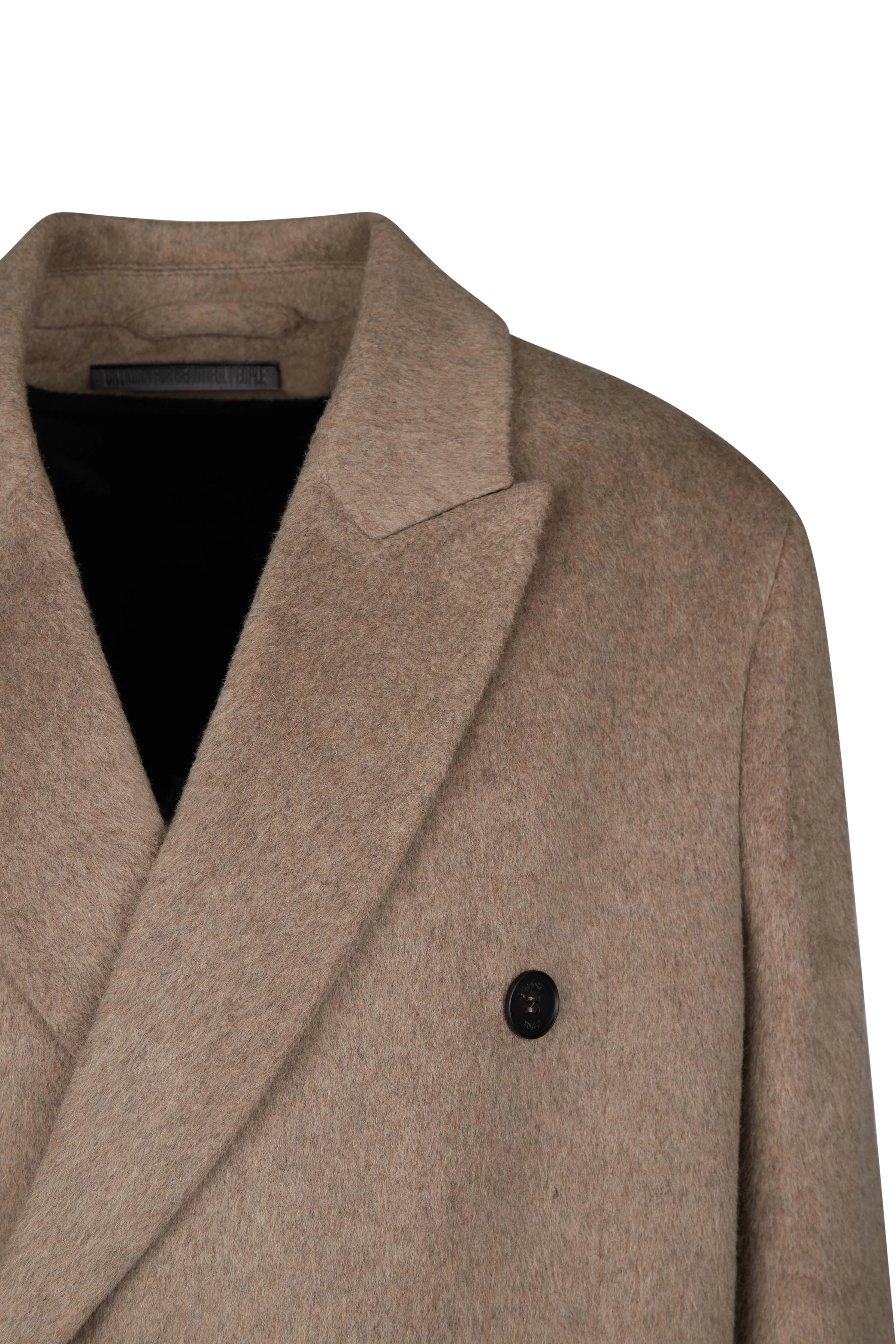 SKYE - zweireihiger Mantel mit kastigem Fit - Herren - braun - Freisteller Detailansicht