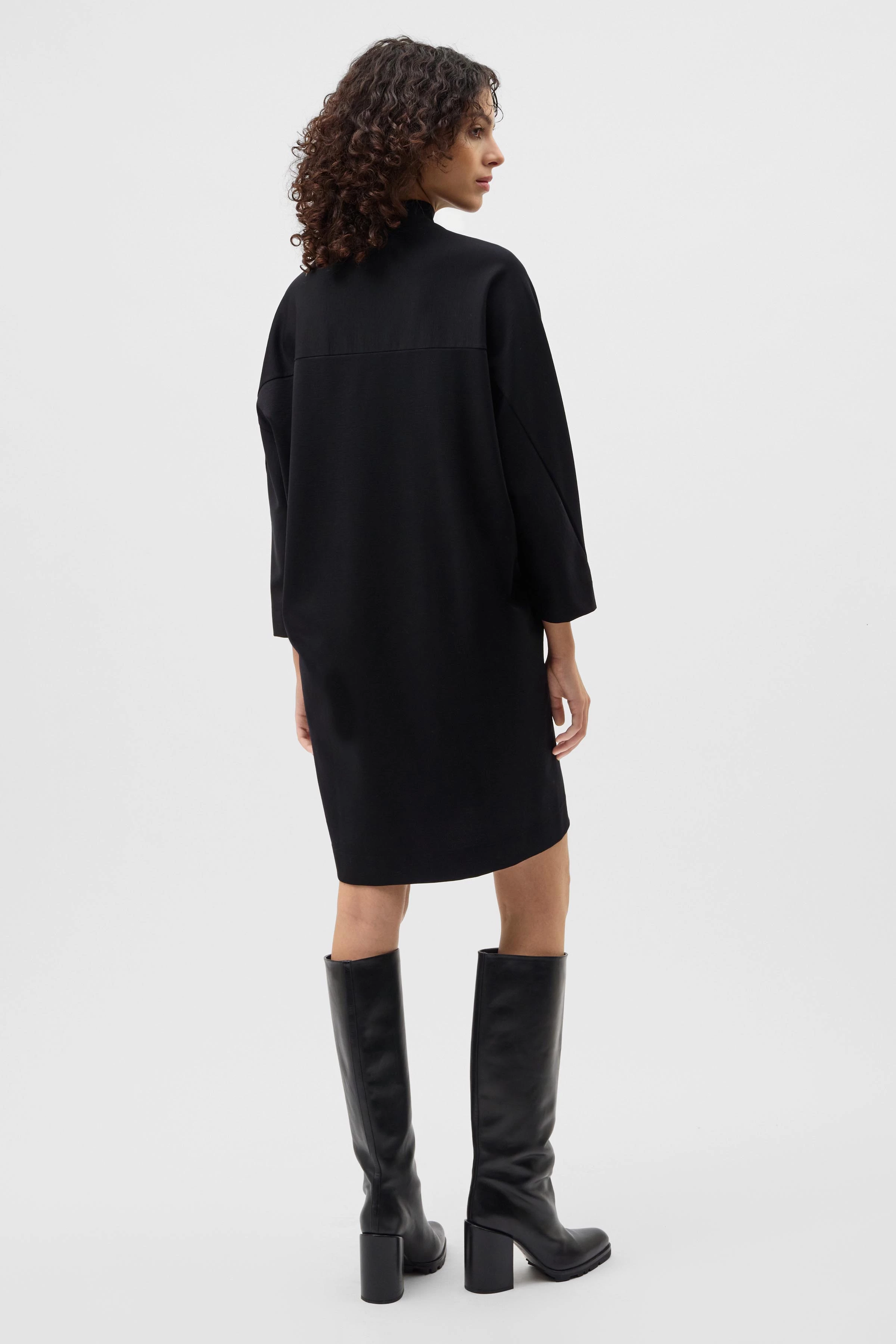 NATASRA - Casual mini-jurk met 7/8 mouwen - dames - zwart - Rückansicht