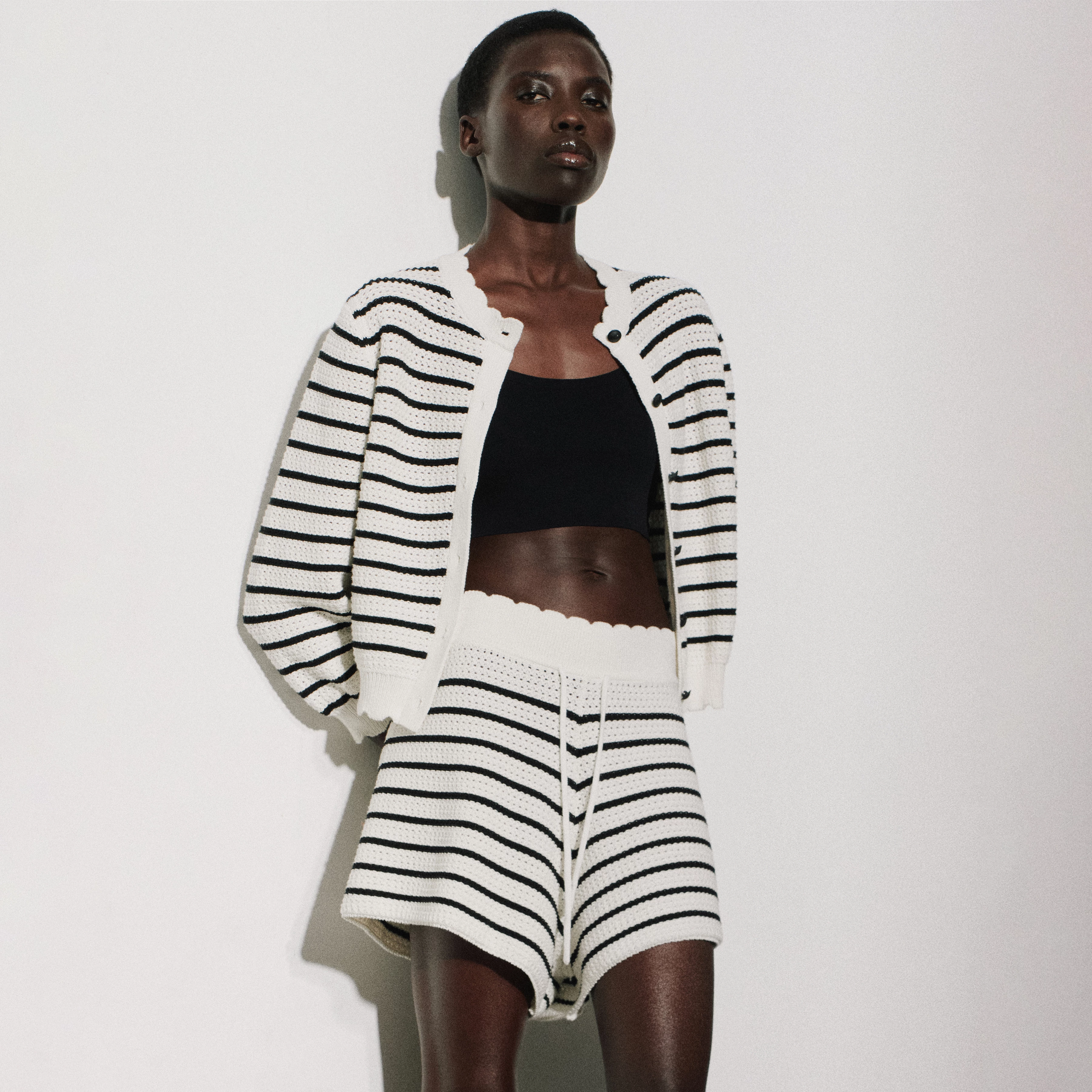 FRANCY - Striped cardigan in pure cotton - women - off white