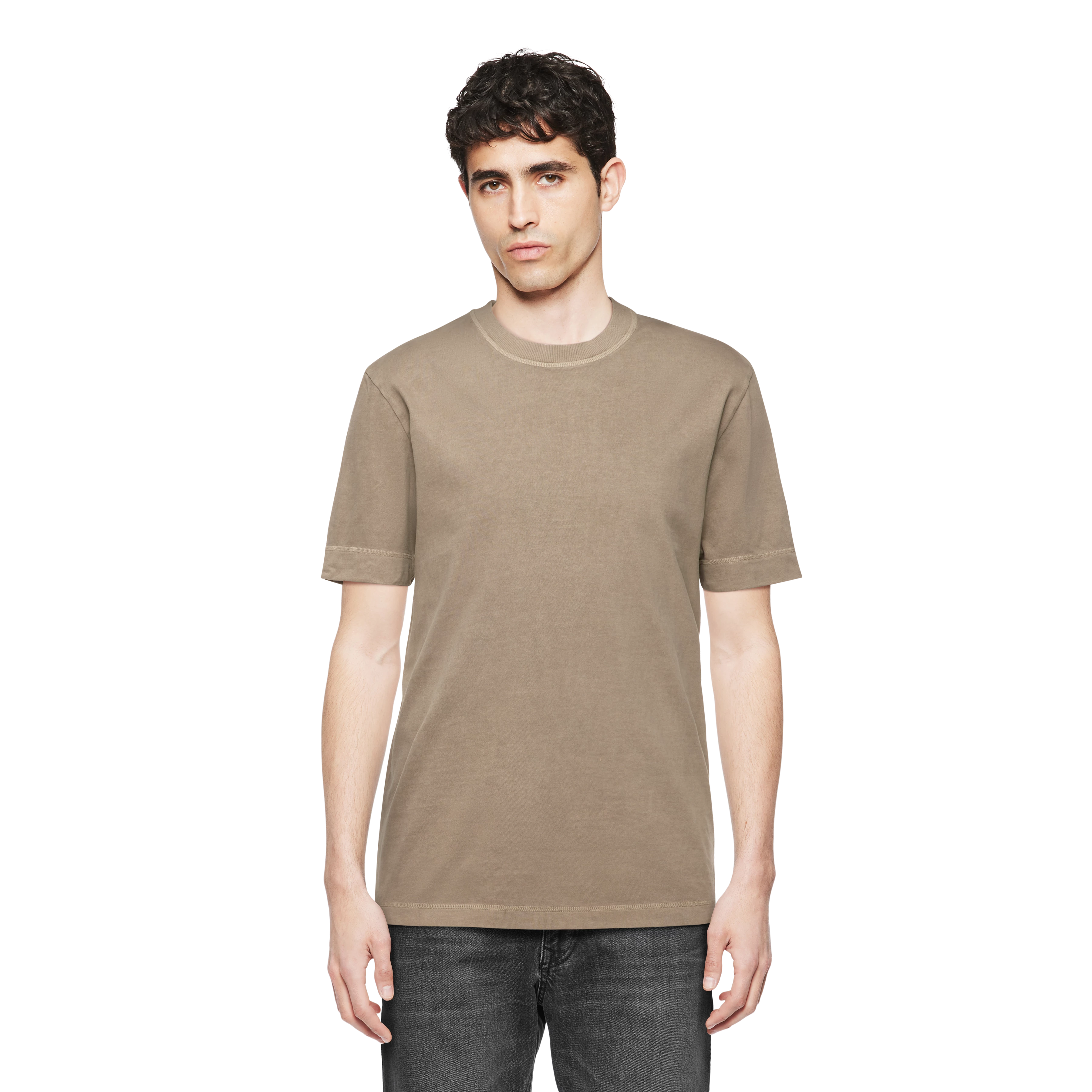 RAPHAEL - T-Shirt in gewaschener Optik - Herren - braun - Frontansicht