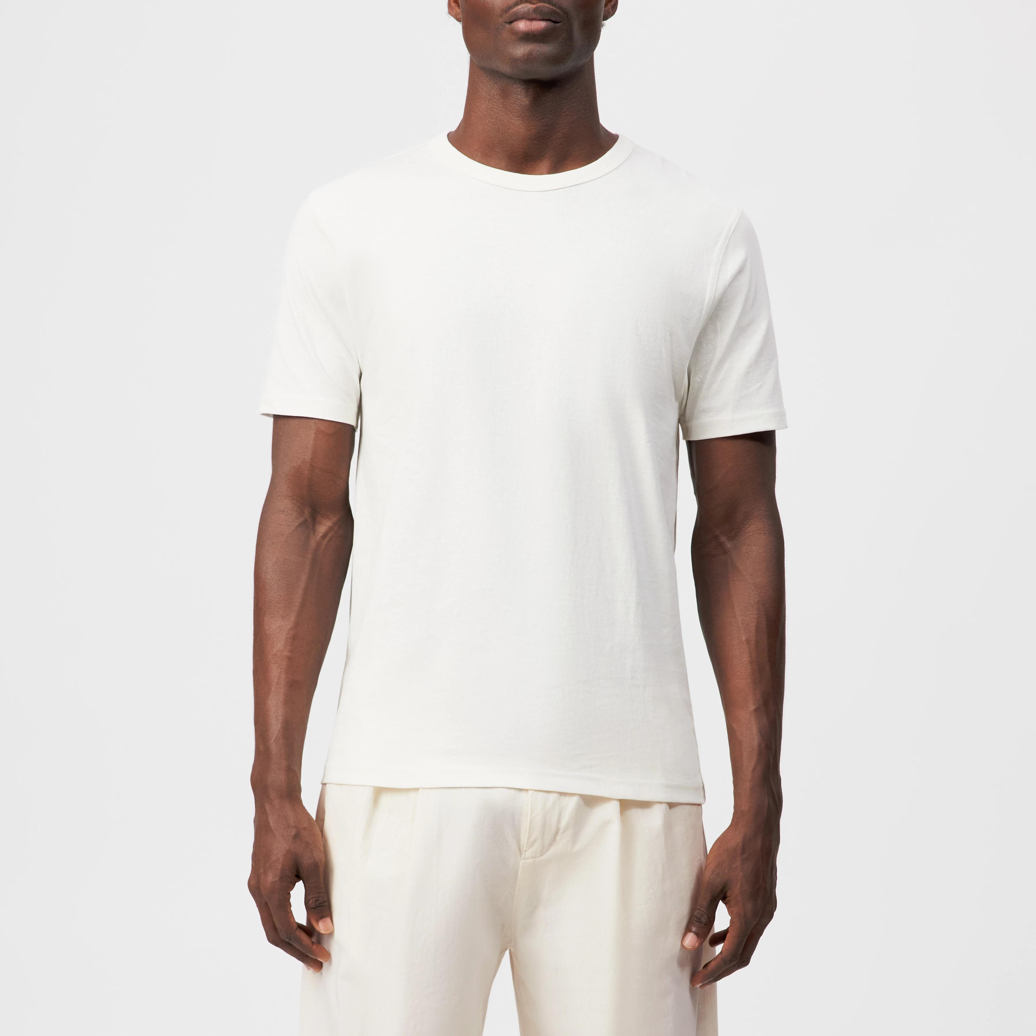 JULIENO - Slim Fit T-shirt van puur katoen - heren - off white - Frontansicht