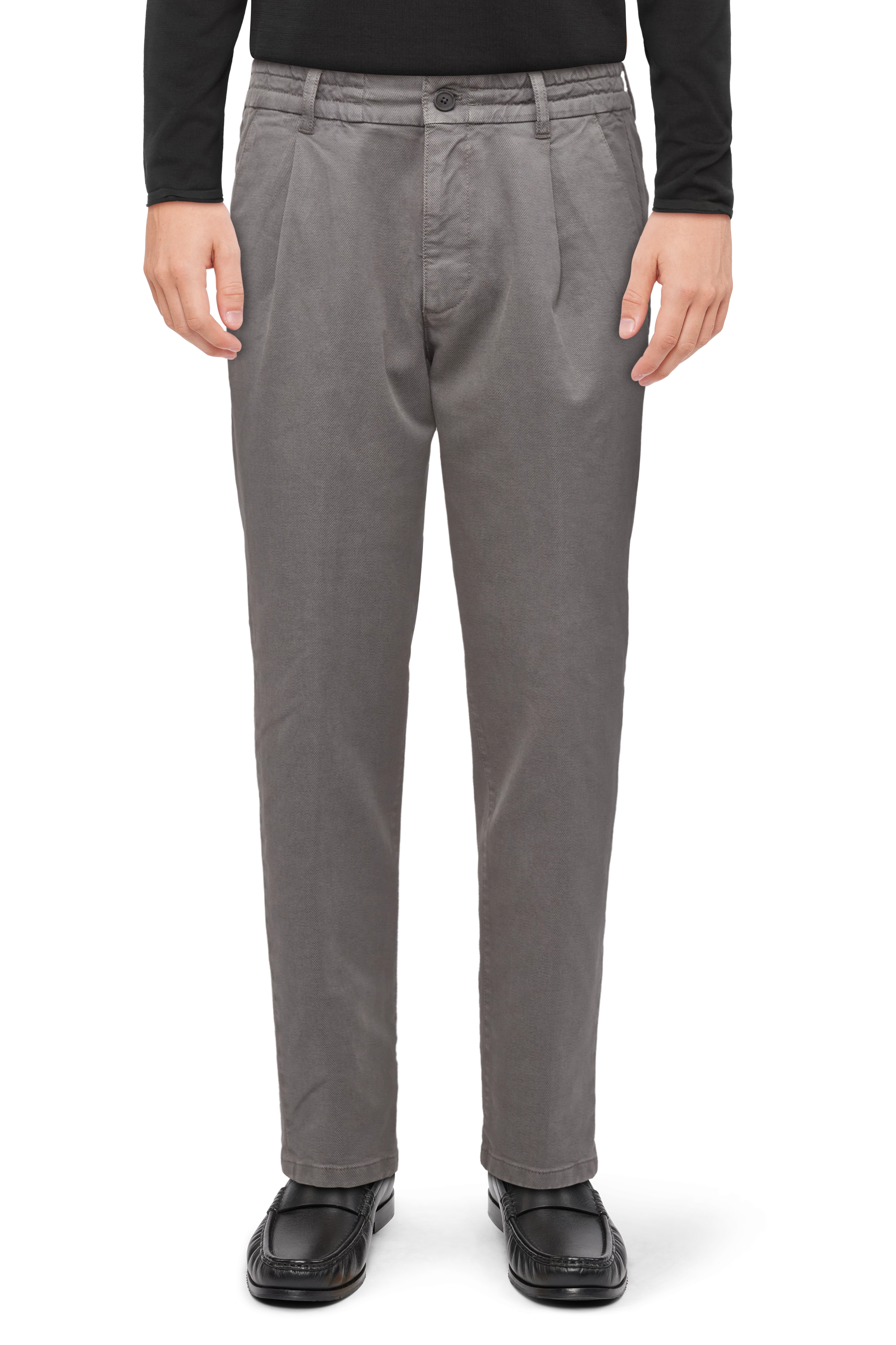 CHASY - Casual trousers with pleats in soft blended cotton - men - grey - Frontansicht