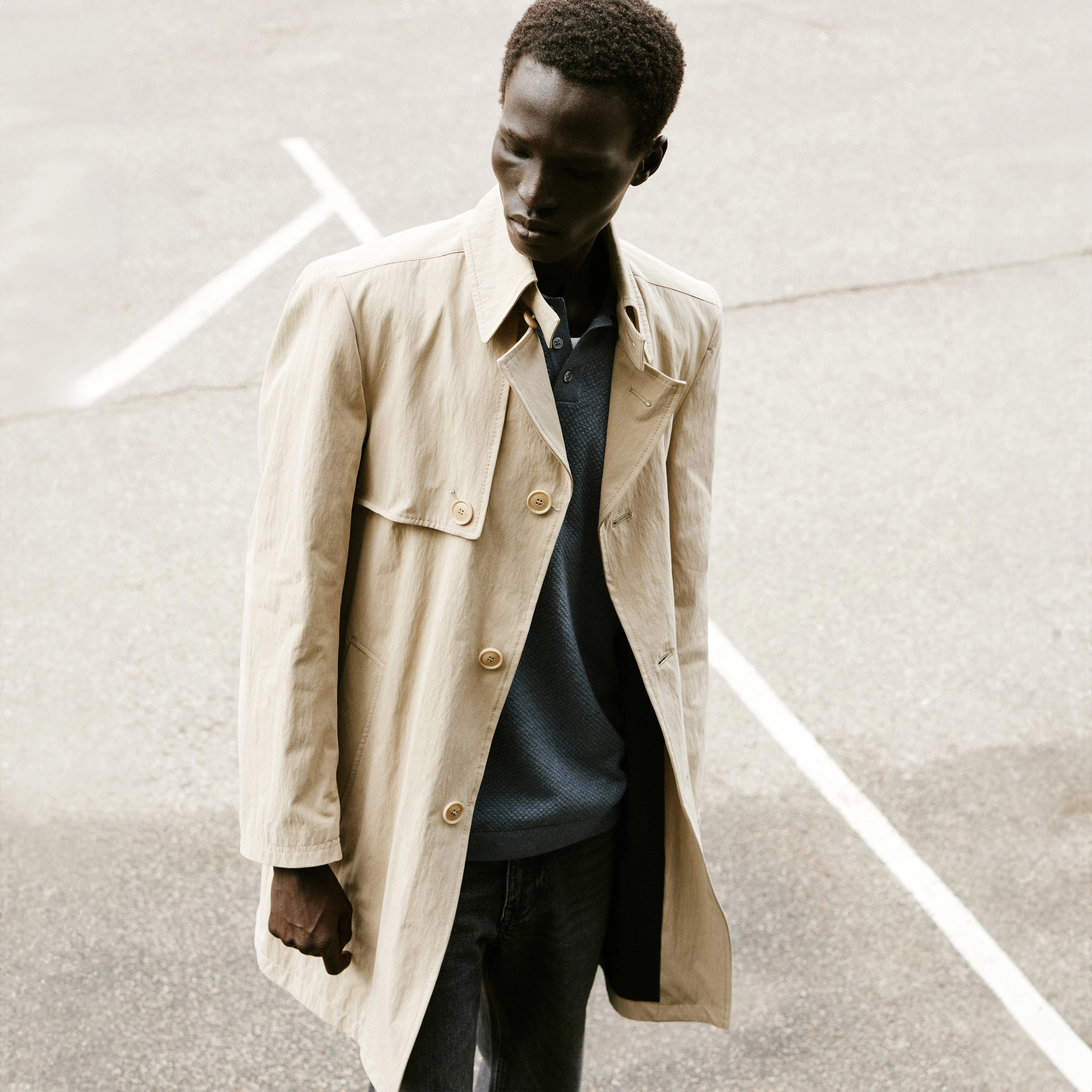 SKOPJE_C - Cotton blend trench coat - men - beige