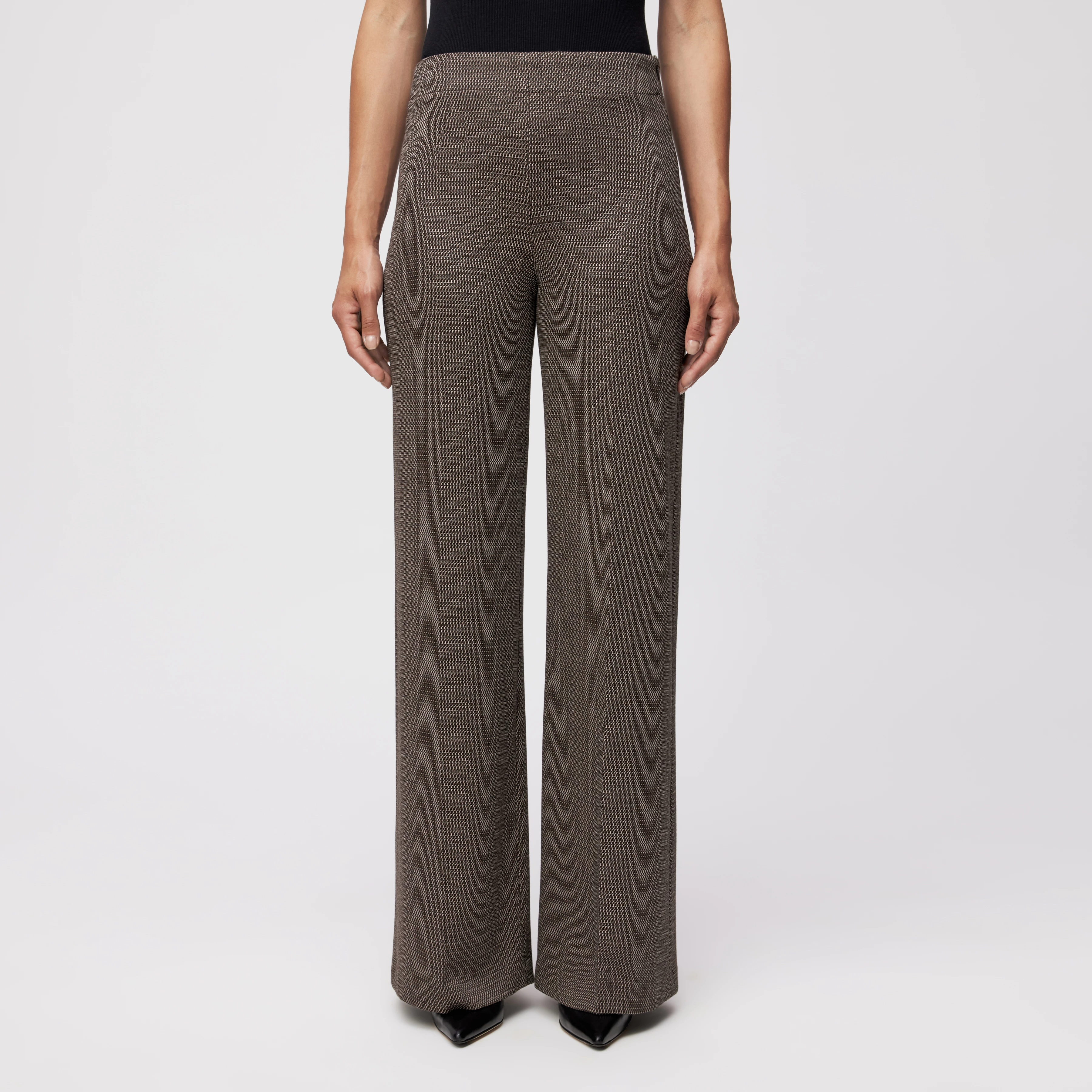 BEFORE - Marlenehose in Jacquard - Damen - braun - Frontansicht