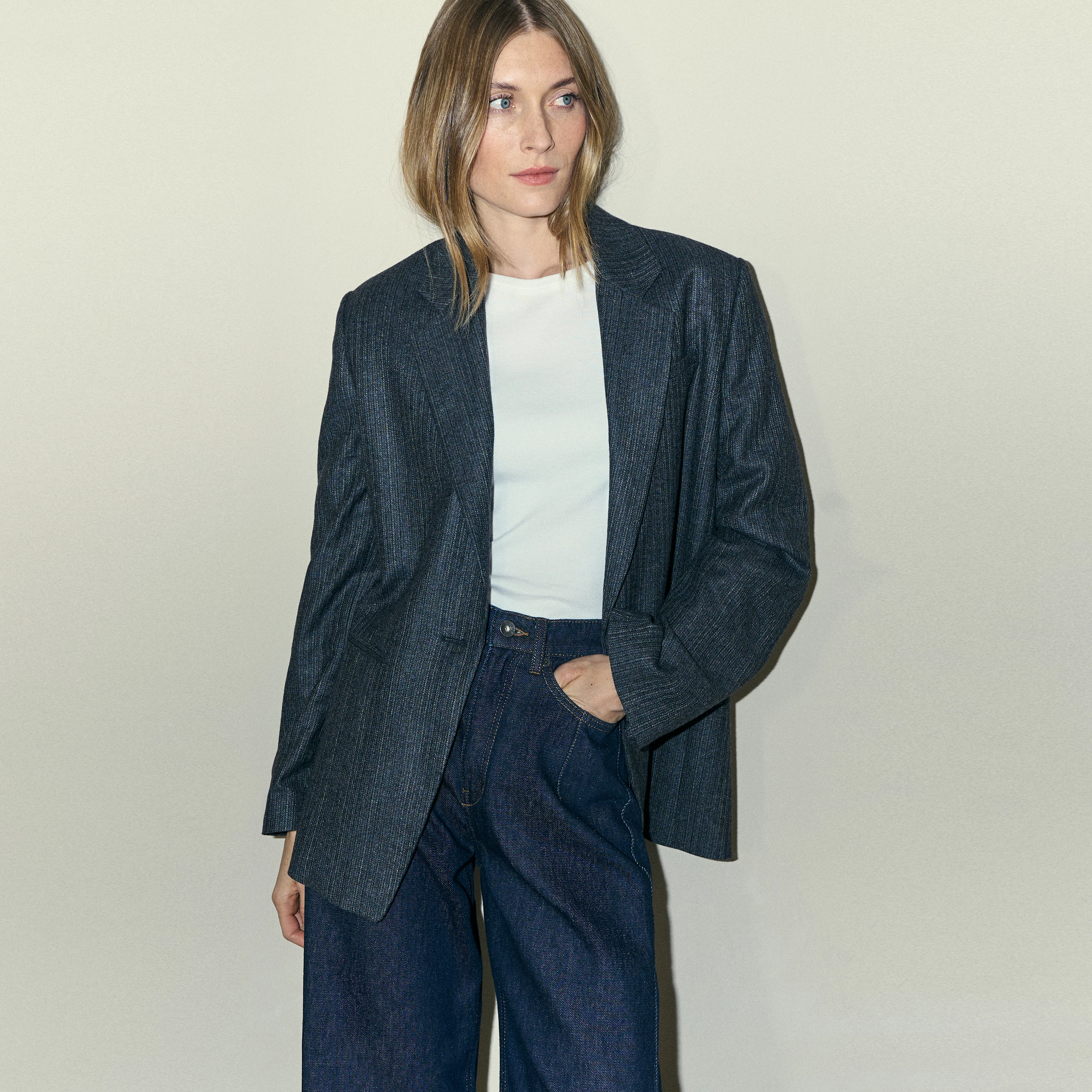 MOWTIE - Casual wool-mix single-breasted blazer - women - grey