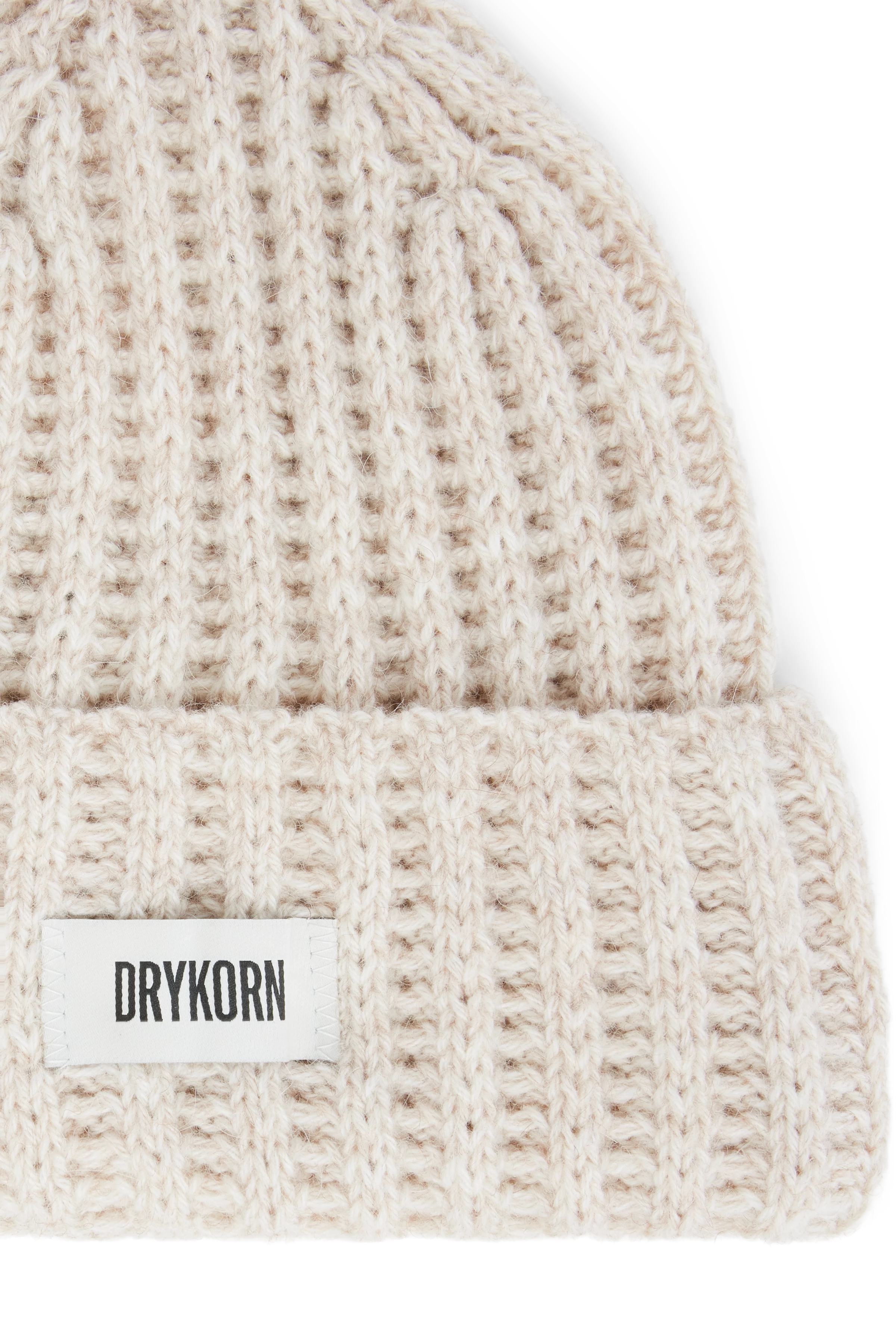CORNIE - Beanie in Woll-Alpakamix - Unisex - beige - Freisteller Detailansicht