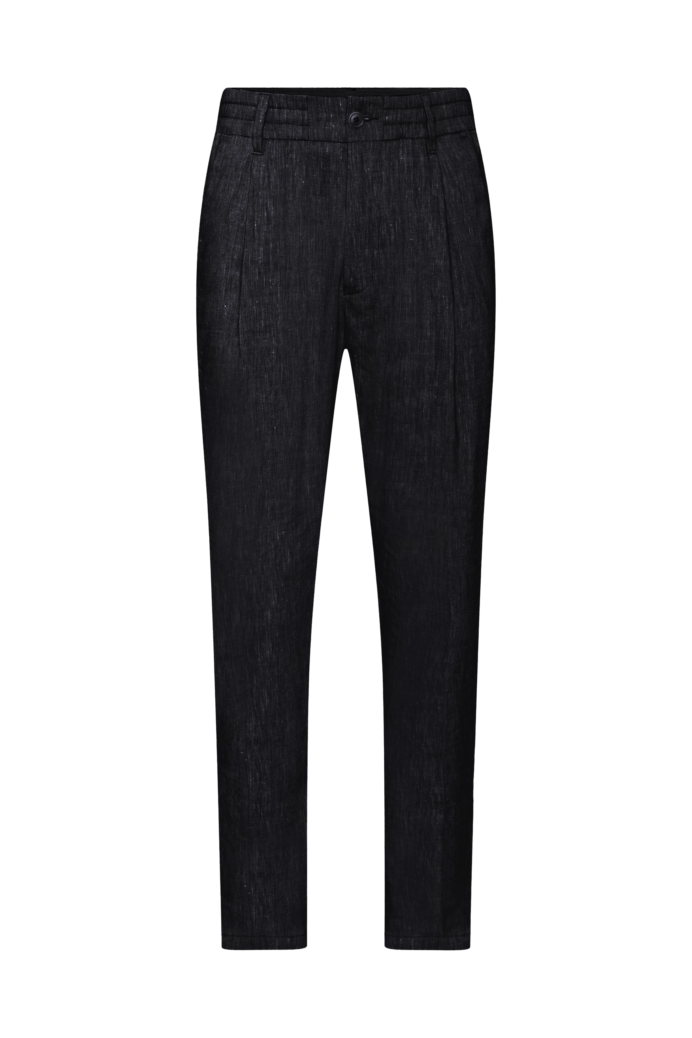 CHASY - Casual pleated trousers in linen mix - men - black - Freisteller Frontansicht