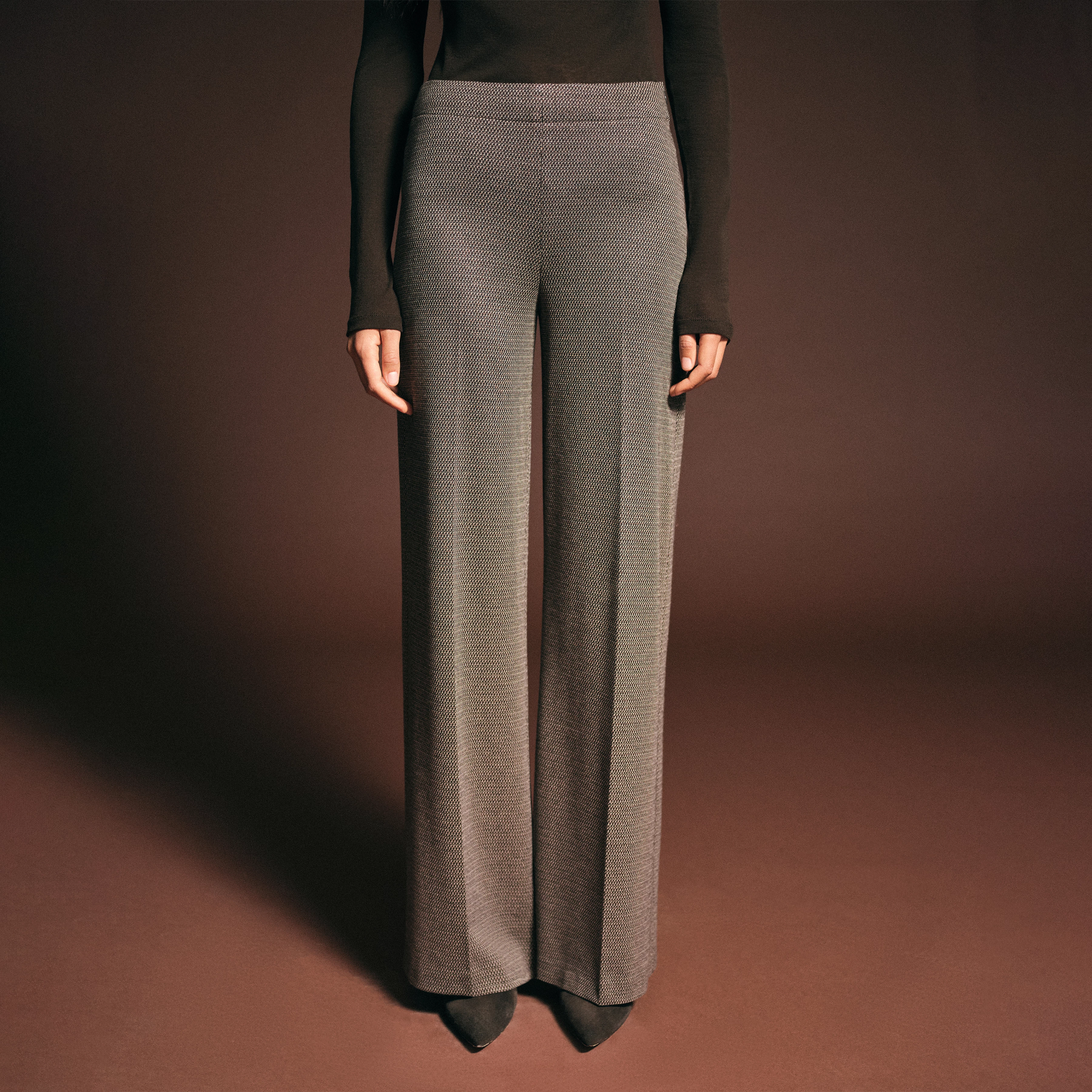 BEFORE - Marlenehose in Jacquard - Damen - braun