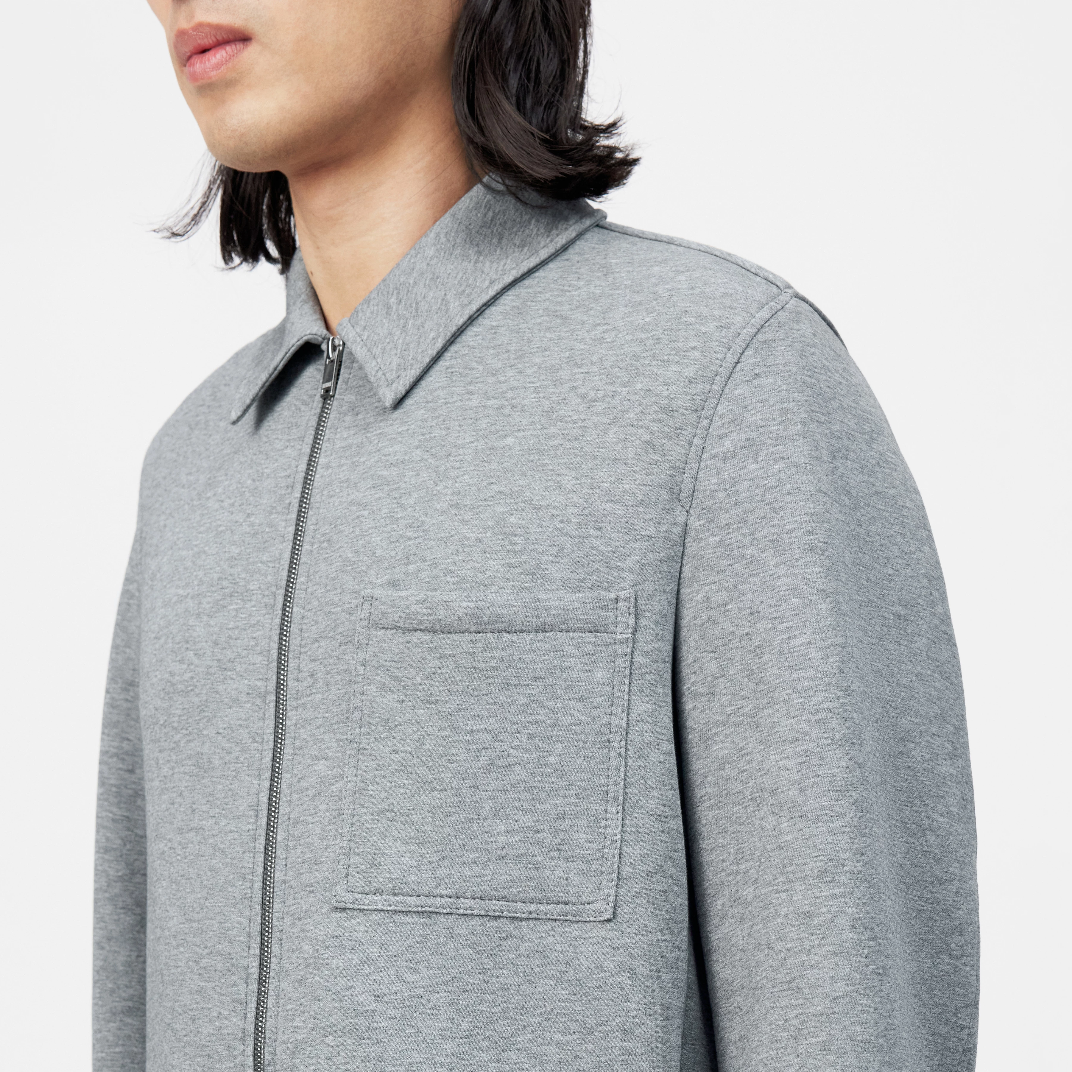 JERSON - Jersey blend jacket - men - grey - Detailansicht am Model