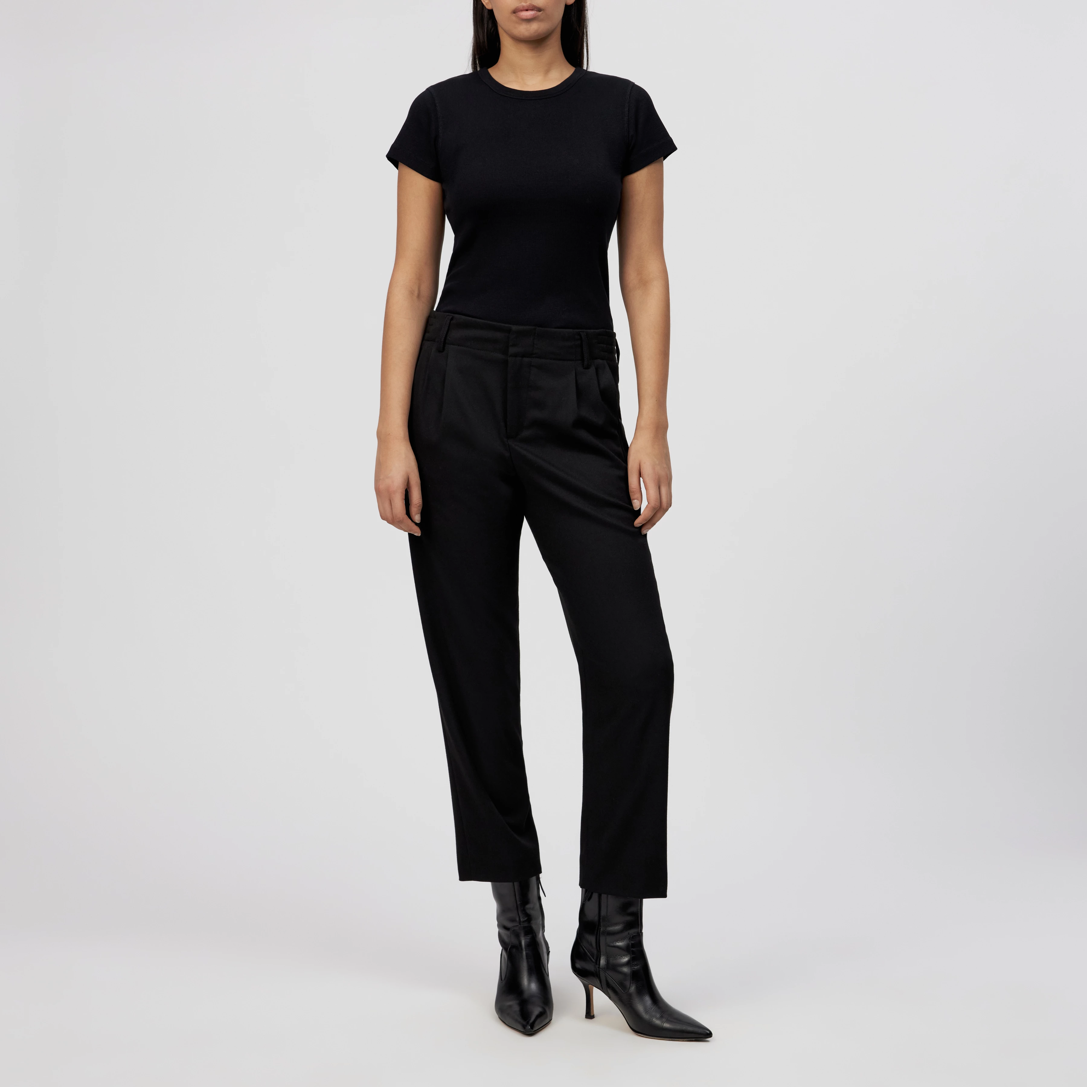 DISPATCH_0 - Pleated trousers in viscose blend - women - Natural Aluminium - Ganzkörper-Frontansicht